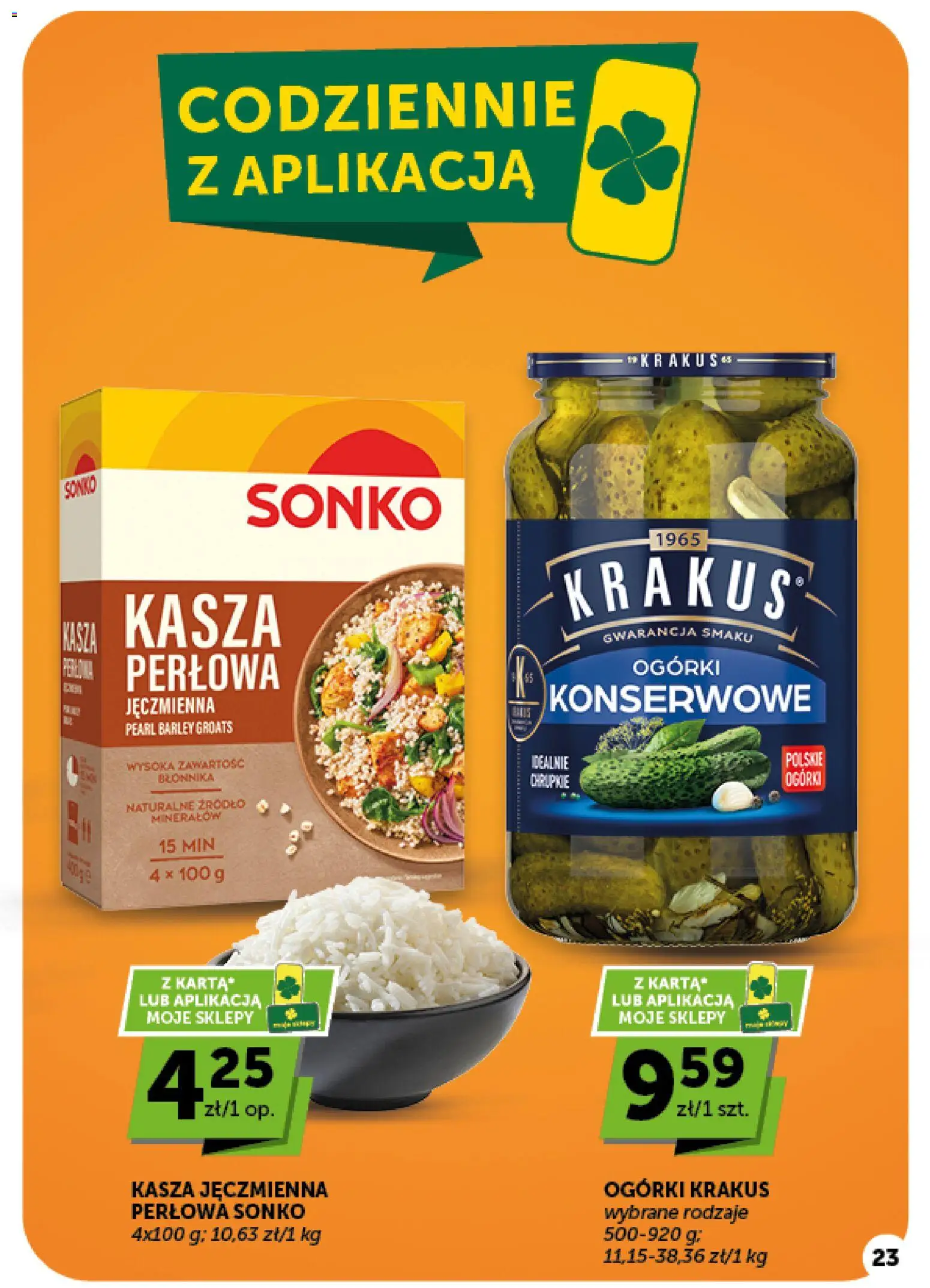 Groszek gazetka od 08.10.2026 | Strona: 23 | Produkty: Kasza, Kasza jęczmienna, Ogórki