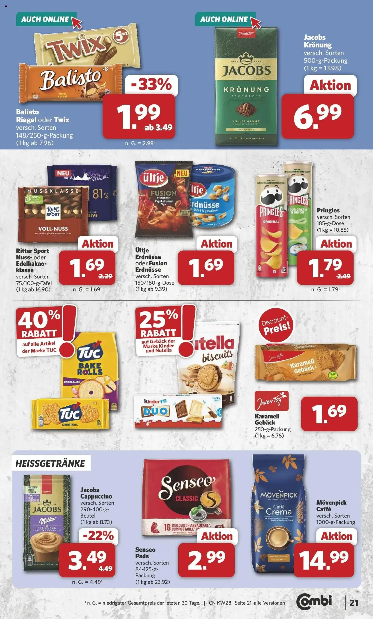 Combi Prospekt Dülmen – gültig ab 06.07.2026 | Seite: 21 | Produkte: Senseo, Ritter sport, Twix, Pringles
