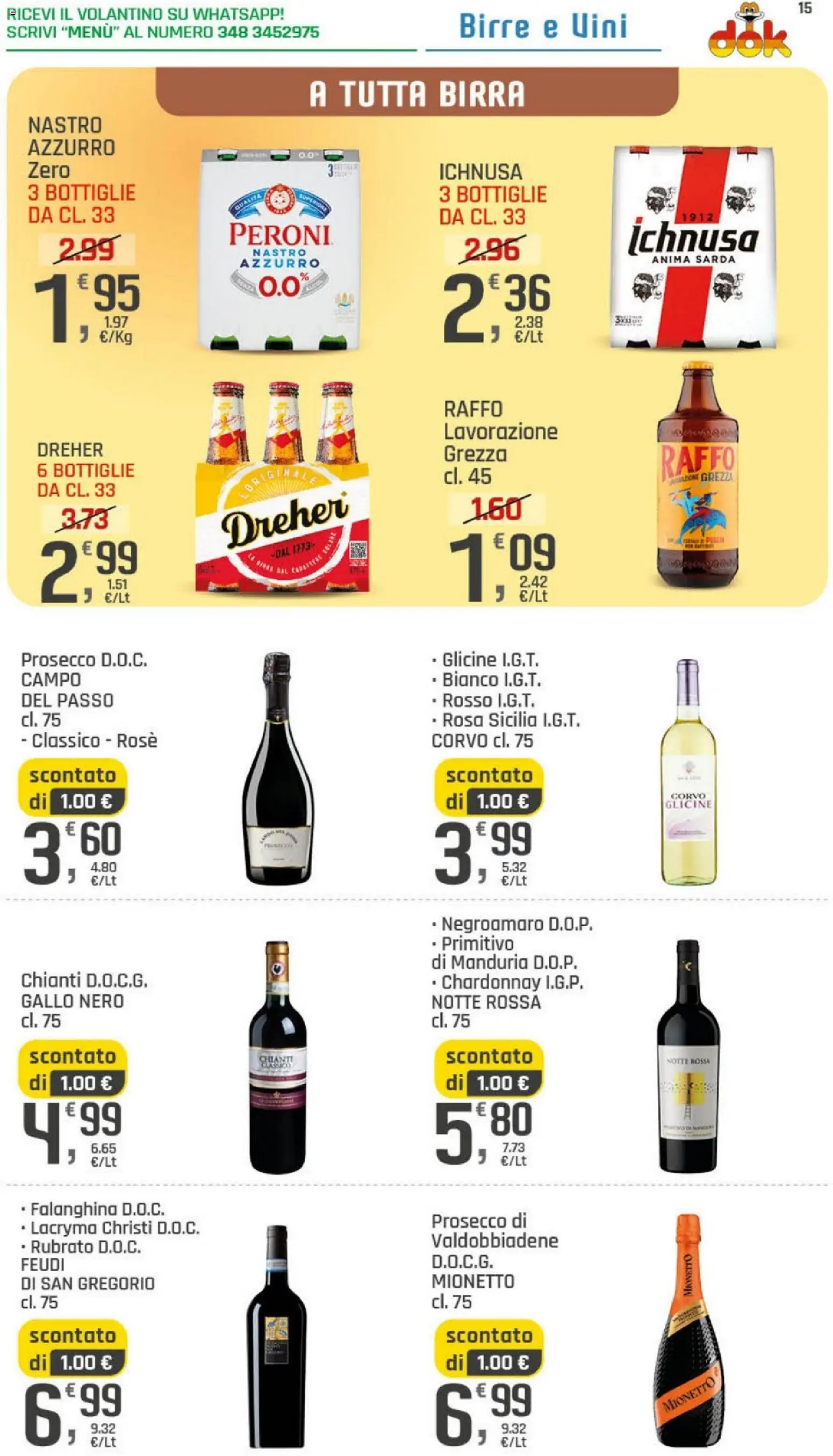 Volantino DOK del 15.05.2026 | Pagina: 15 | Prodotti: Birra, Prosecco