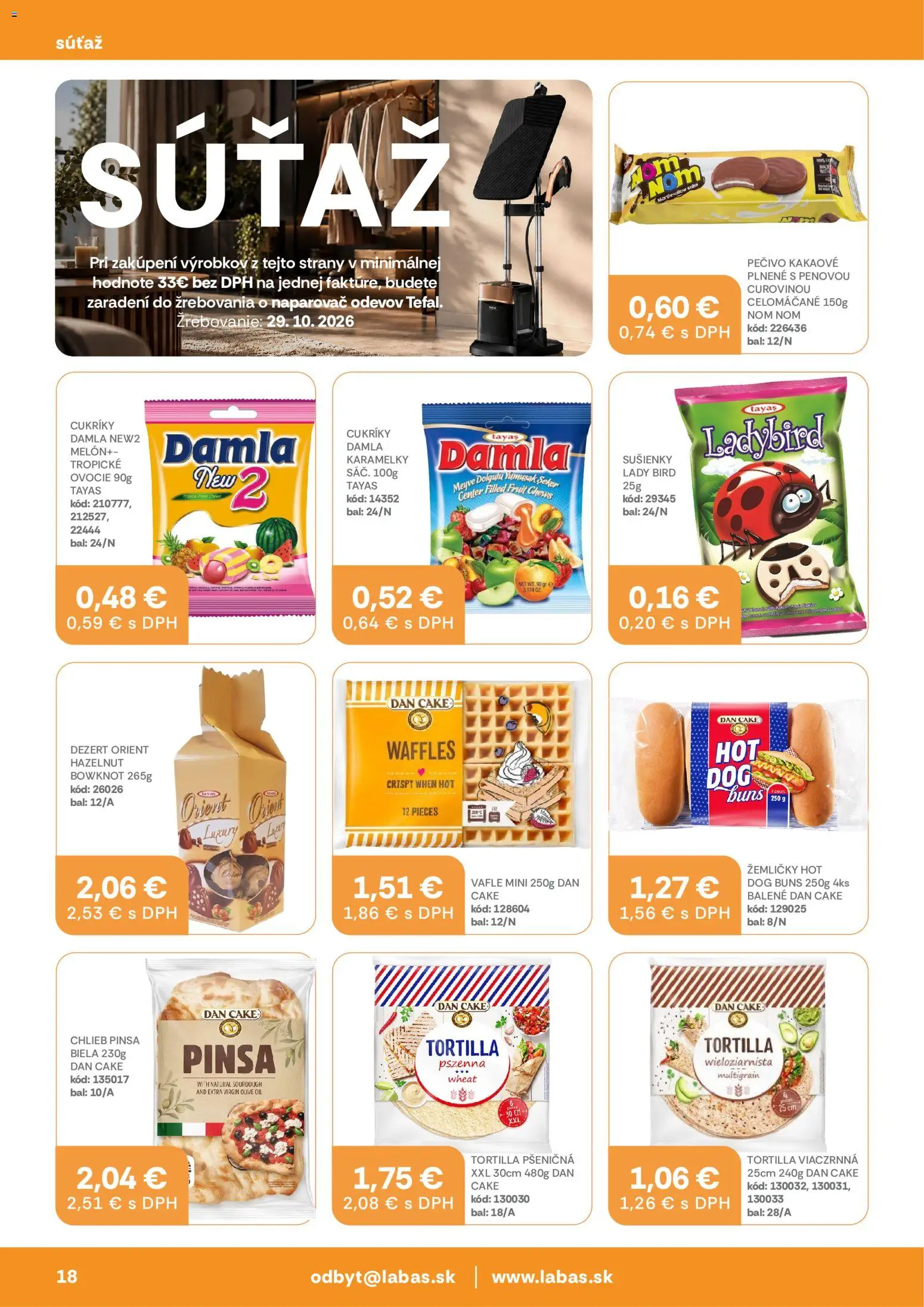 Nové Labaš akcie – leták je platný od 09.10.2026 | Strana: 18 | Produkty: Naparovač odevov, Chlieb, Melón