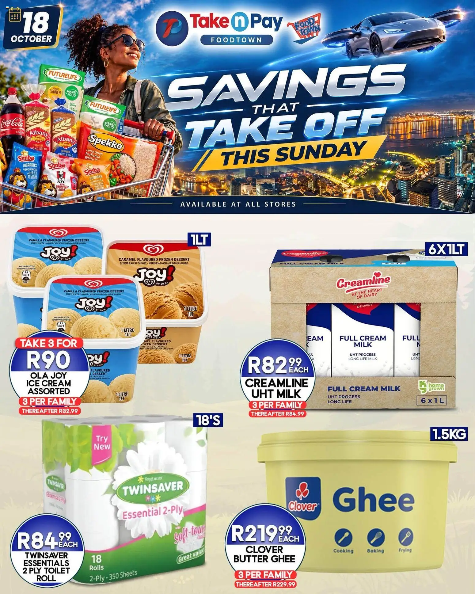 New Take n Pay catalogue – valid from 18/10/2026 | Page: 1 | Products: Vanilla, Toilet, Butter, Bread
