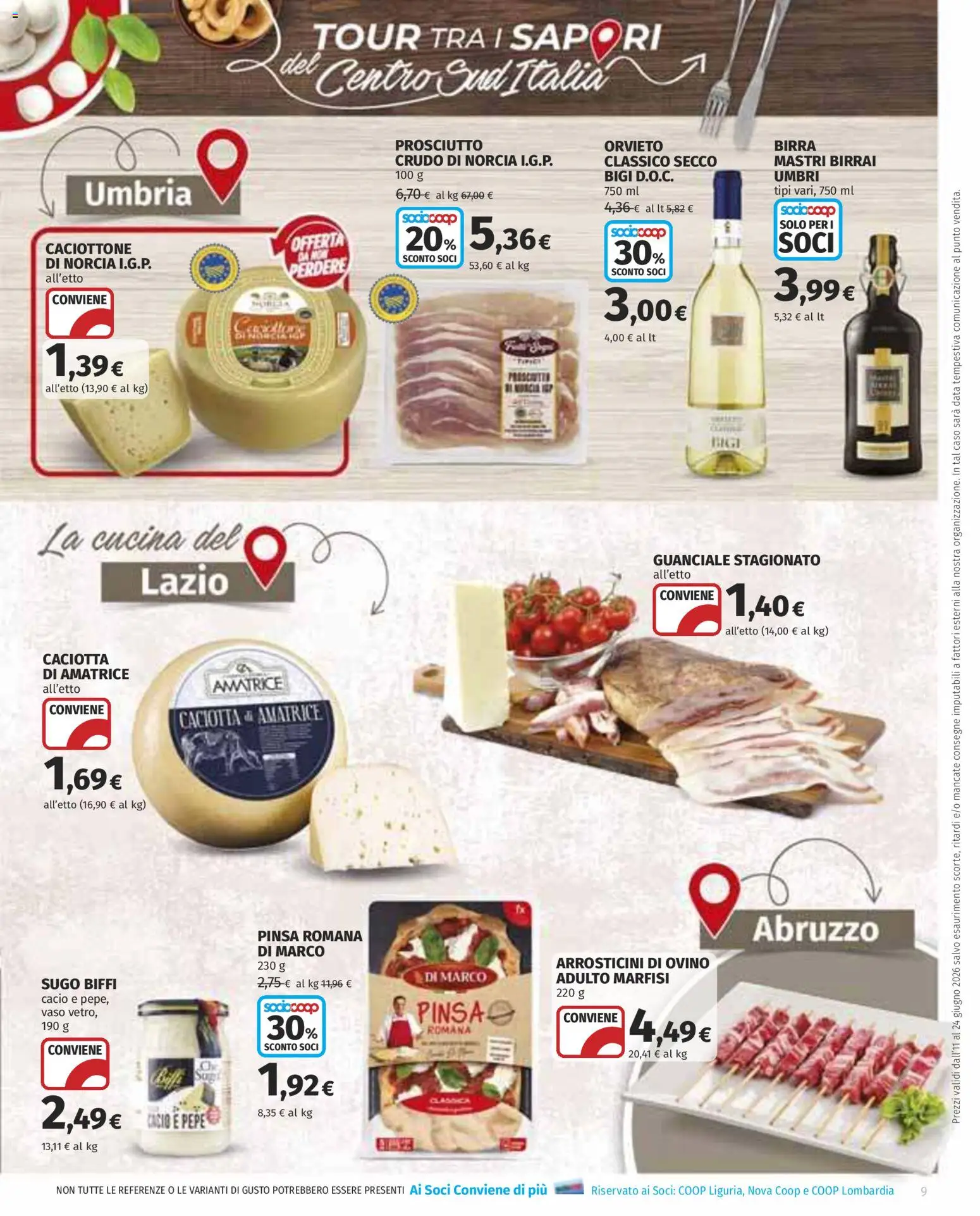 Volantino COOP del 11.06.2026 | Pagina: 9 | Prodotti: Sugo, Ovino, Vaso, Guanciale