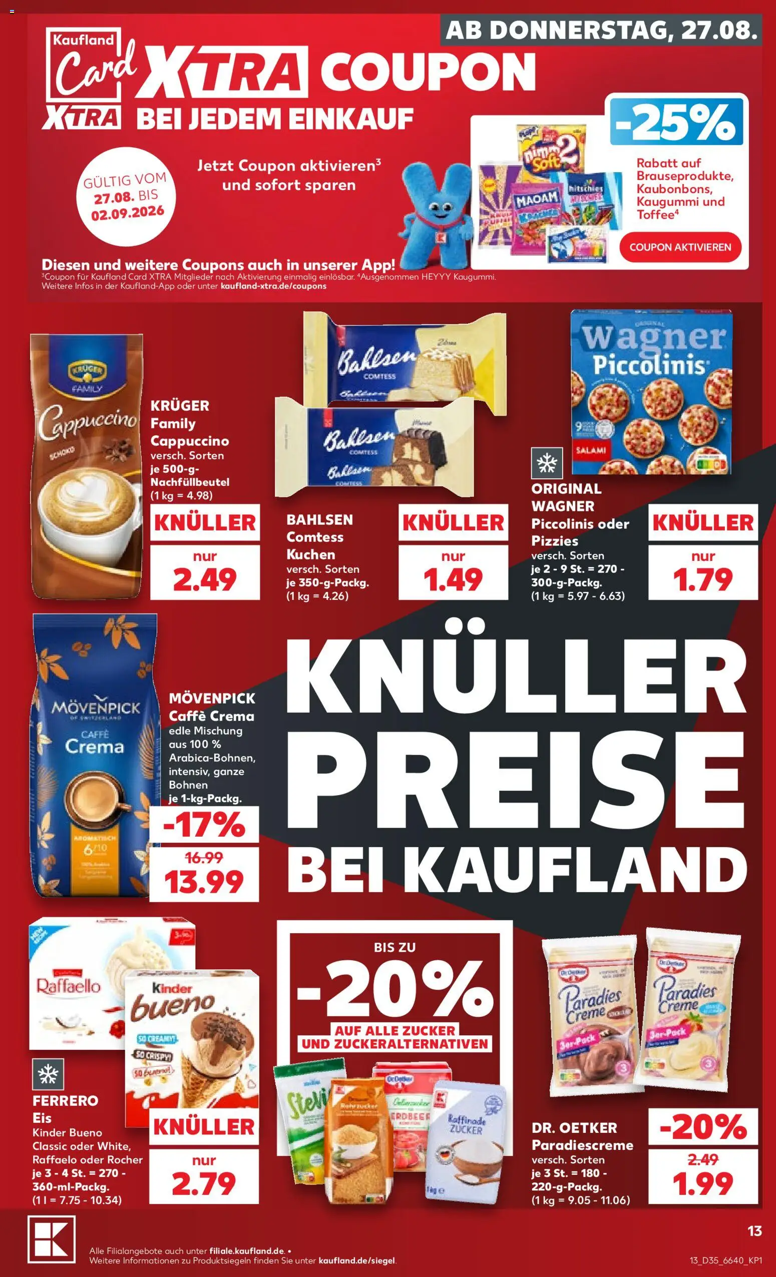 {H1} | Pagina: 13 | Producten: Salami, Raffaello, Crème, Cappuccino