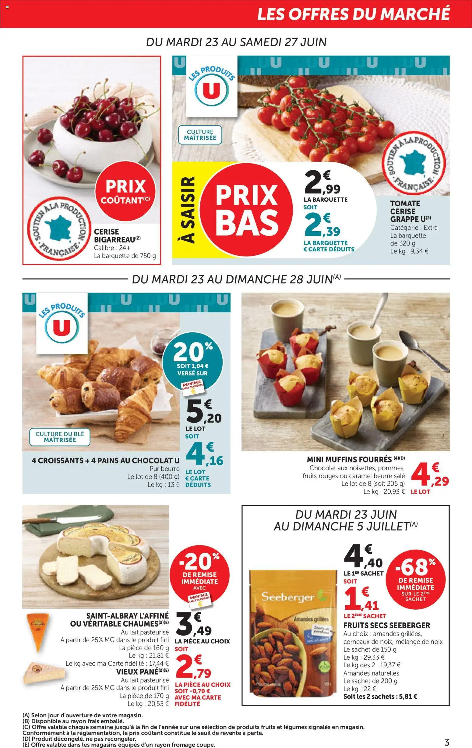 {H1} | Page: 3 | Produits: Muffins, Lait, Noix, Amandes