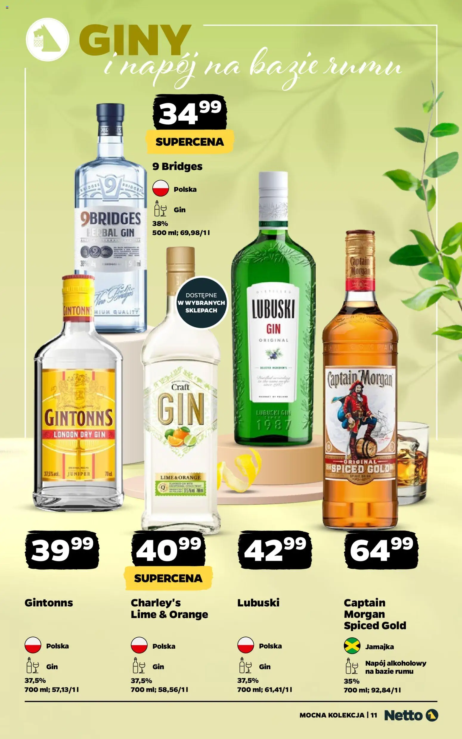 Netto gazetka - Alkohole mocne od 11.05.2026 | Strona: 11 | Produkty: Captain Morgan, Gin