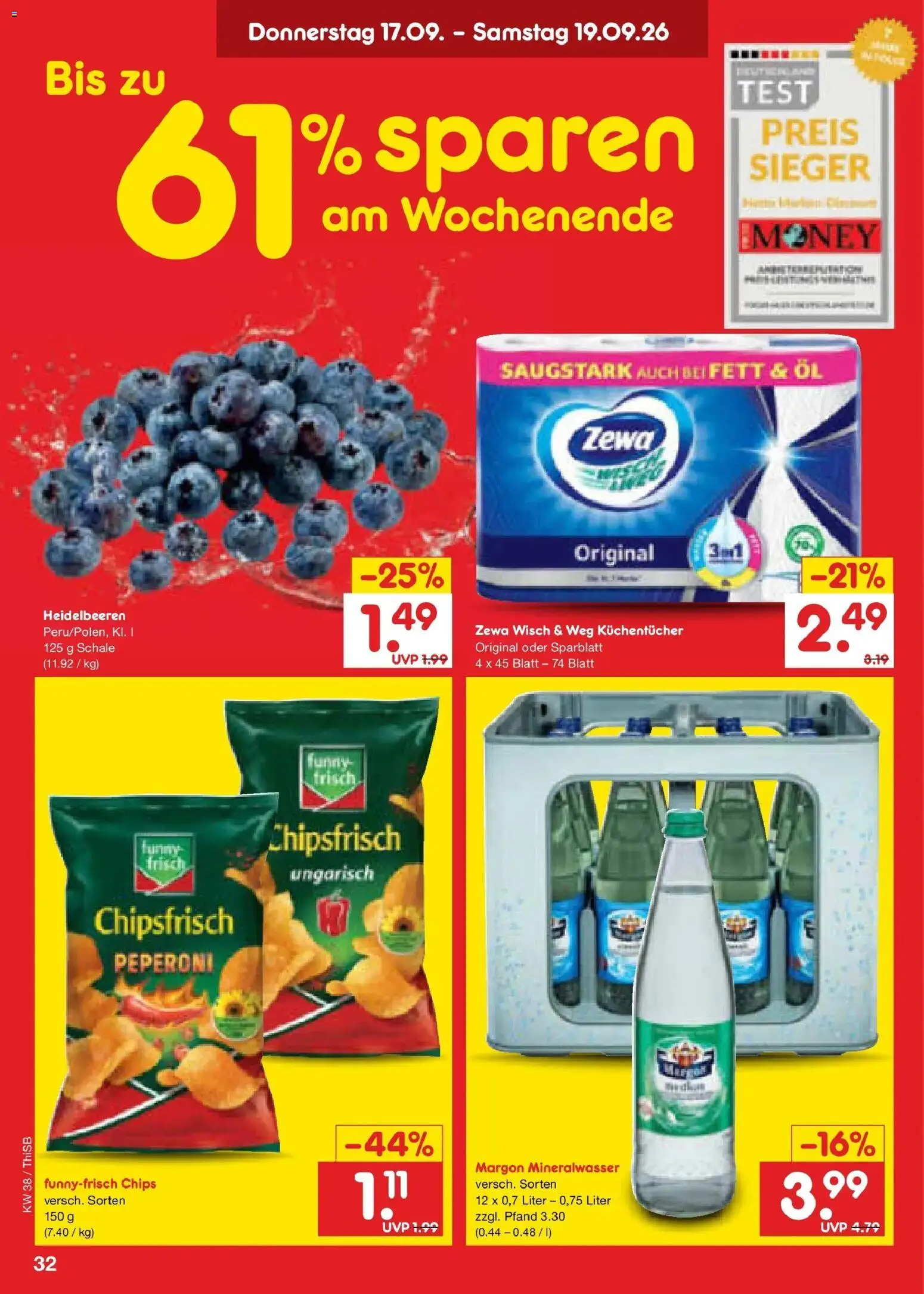 Netto Marken-Discount Prospekt Pirna – gültig ab 14.09.2026 | Seite: 46 | Produkte: Funny frisch, Zewa, Mineralwasser, Heidelbeeren