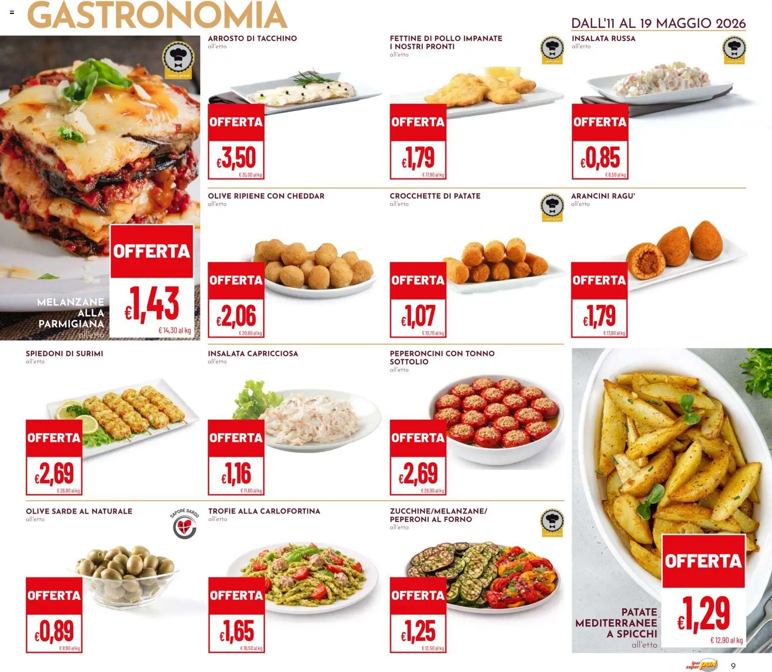 Volantino Pan del 11.05.2026 | Pagina: 9 | Prodotti: Pollo, Tacchino, Crocchette, Melanzane