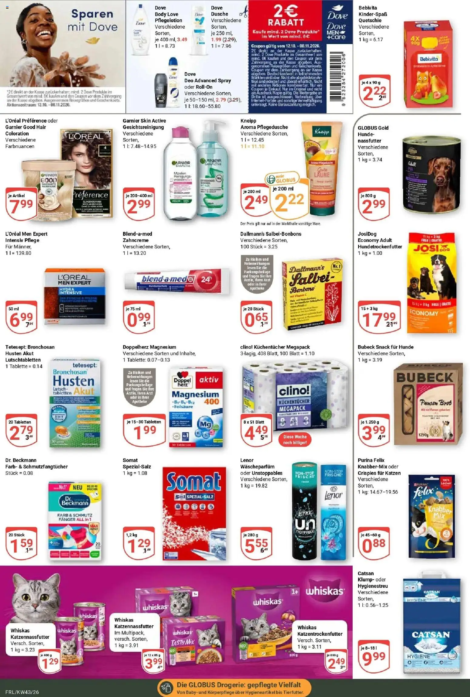 Globus Prospekt Freilassing (ab 19.10.2026) » Angebote online | Seite: 20 | Produkte: Catsan, Lenor, Dusche, Whiskas