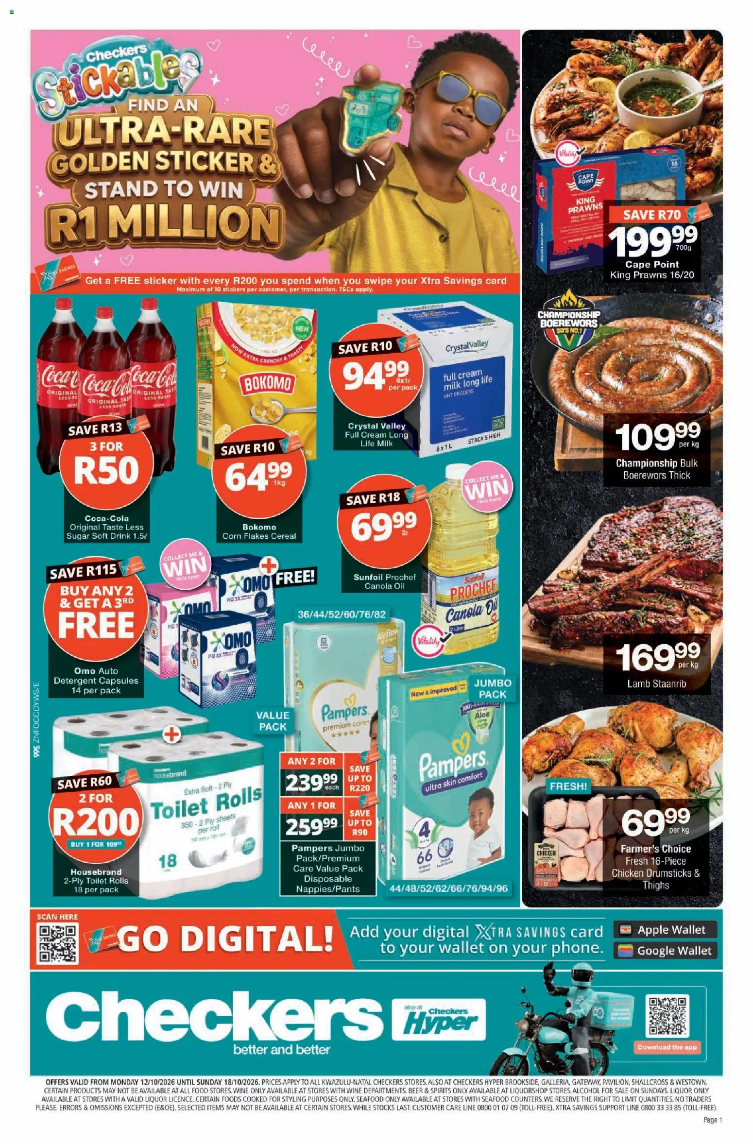 New Checkers catalogue – valid from 12/10/2026 | Page: 1 | Products: Chicken drumsticks, Wine, Beer, Flakes