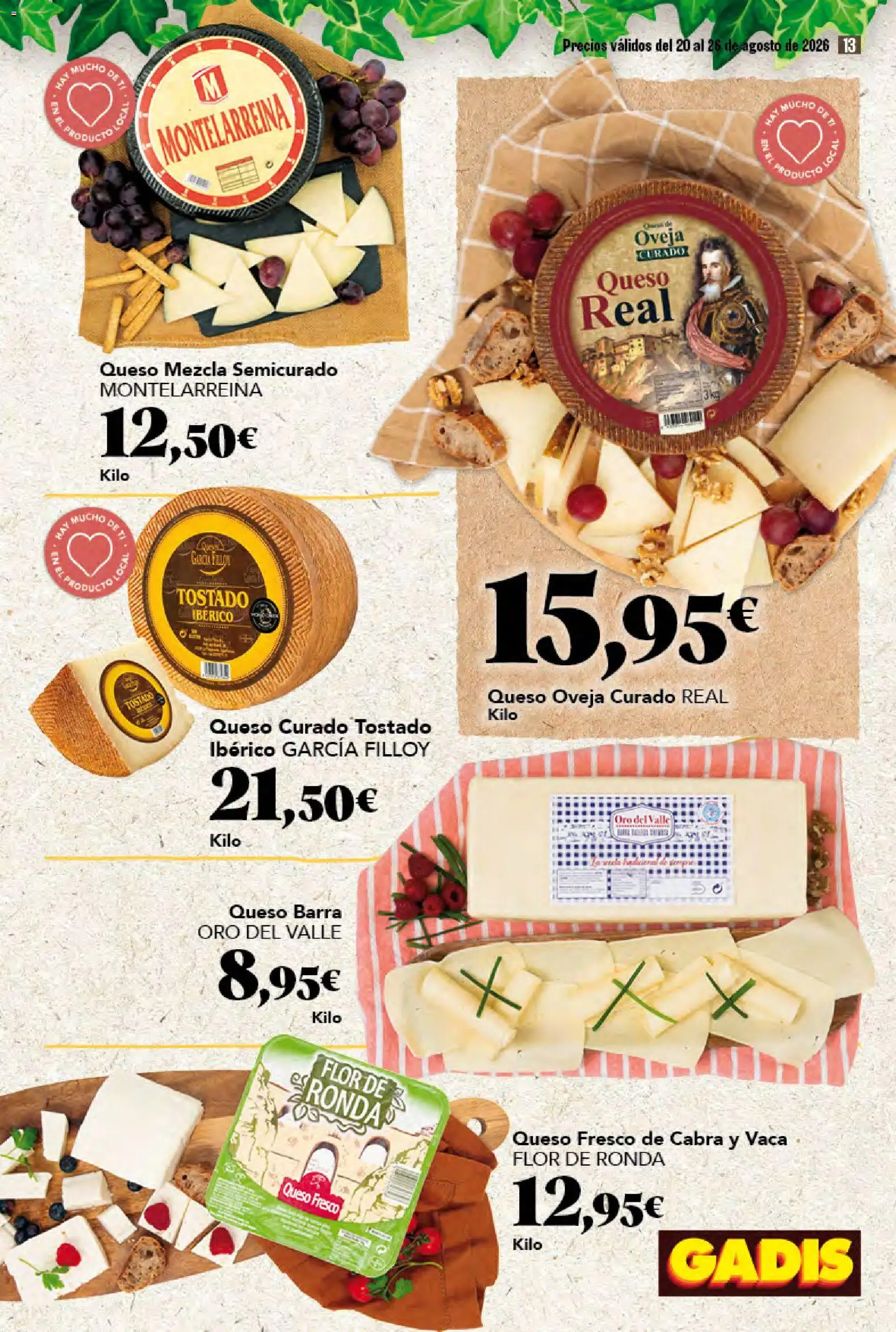 Gadis folleto │ válido desde el 20/08/2026 | Página: 13 | Productos: Queso, Queso fresco, Queso curado