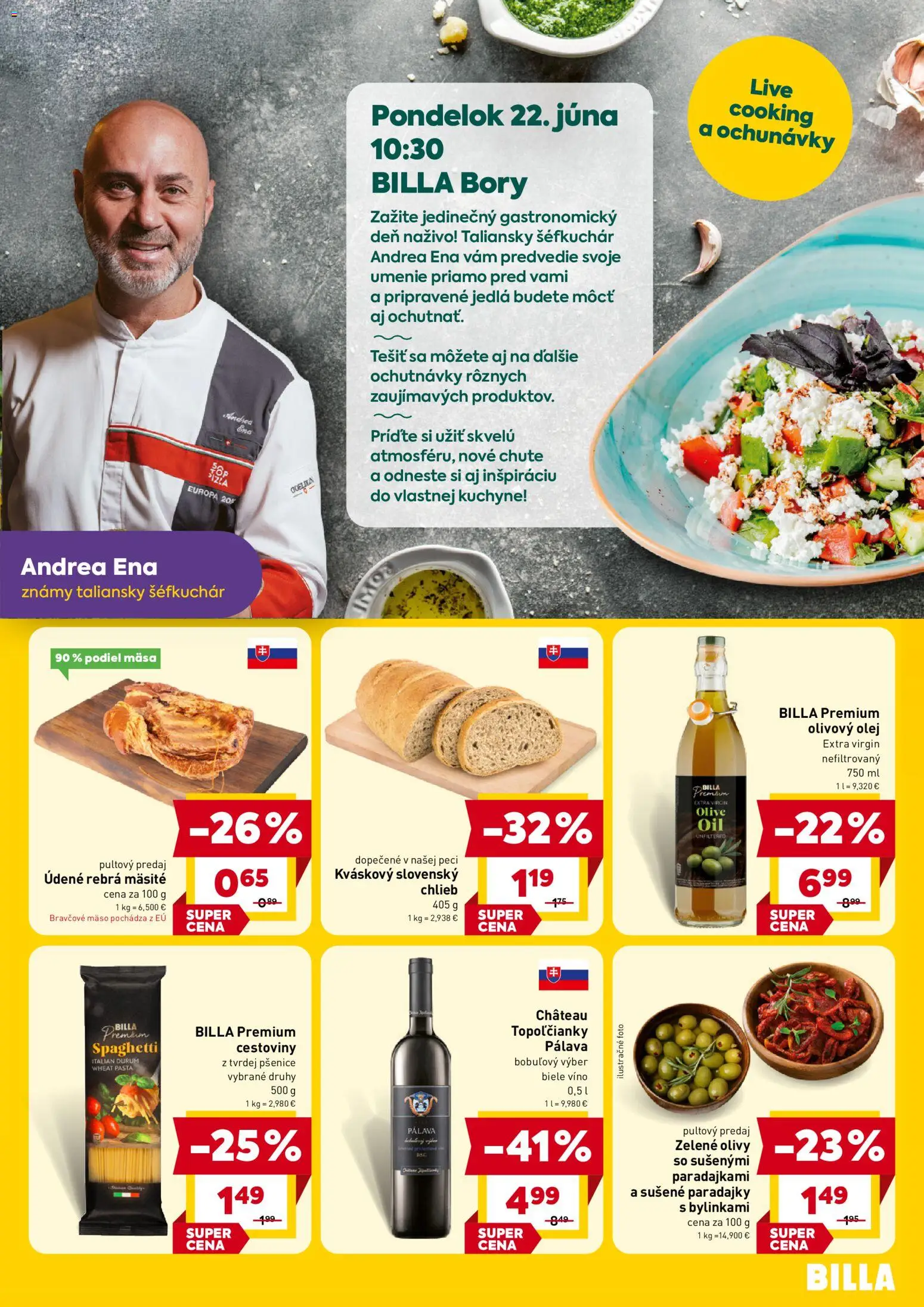 Nové Billa akcie – leták je platný od 17.06.2026 | Strana: 3 | Produkty: Olej, Biele víno, Víno, Bravčové mäso