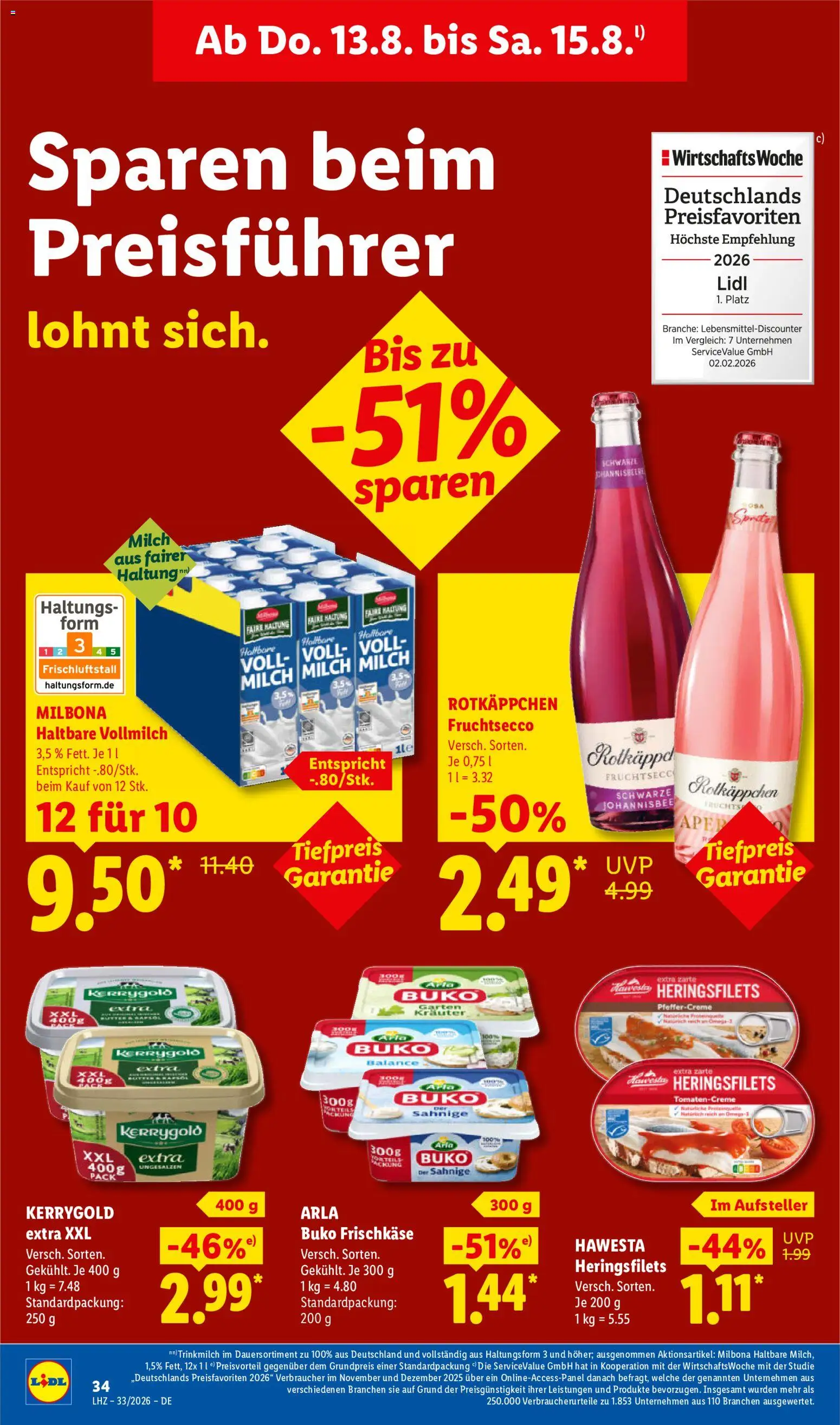 Lidl Prospekt – gültig ab 10.08.2026 | Seite: 64 | Produkte: Milch, Fruchtsecco, Arla buko, Frischkase
