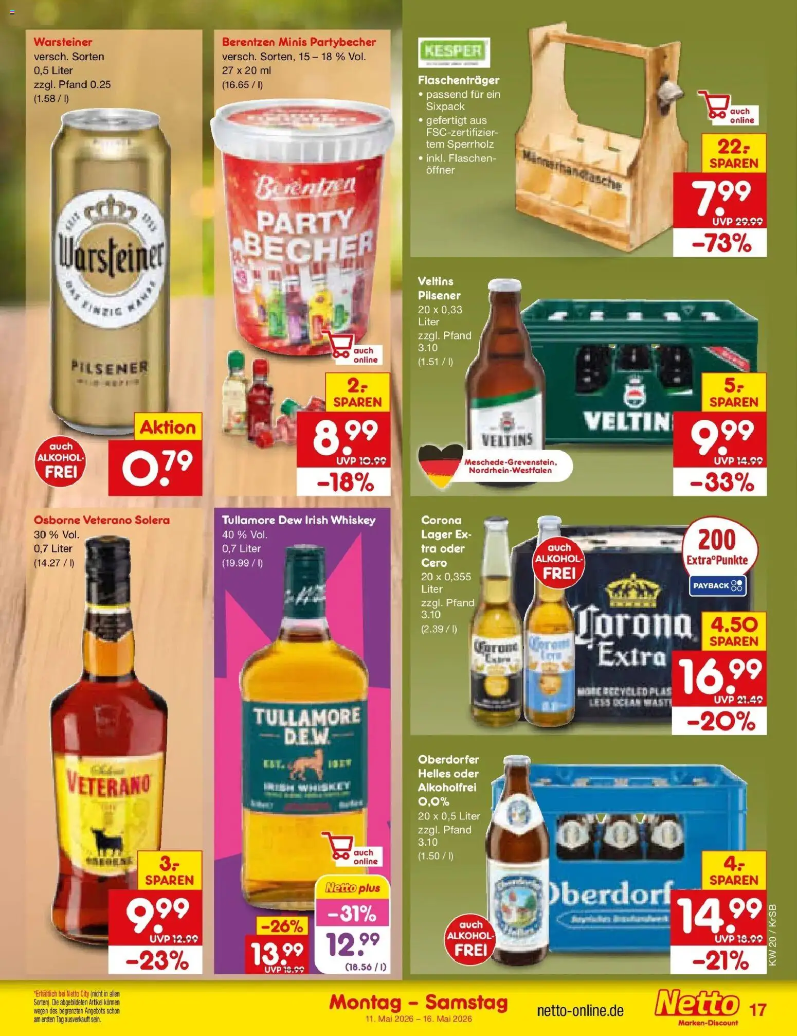 Netto Marken-Discount Prospekt Jüchen	 – gültig ab 10.05.2026 | Seite: 22 | Produkte: Tasche, Warsteiner, Whiskey, Veltins
