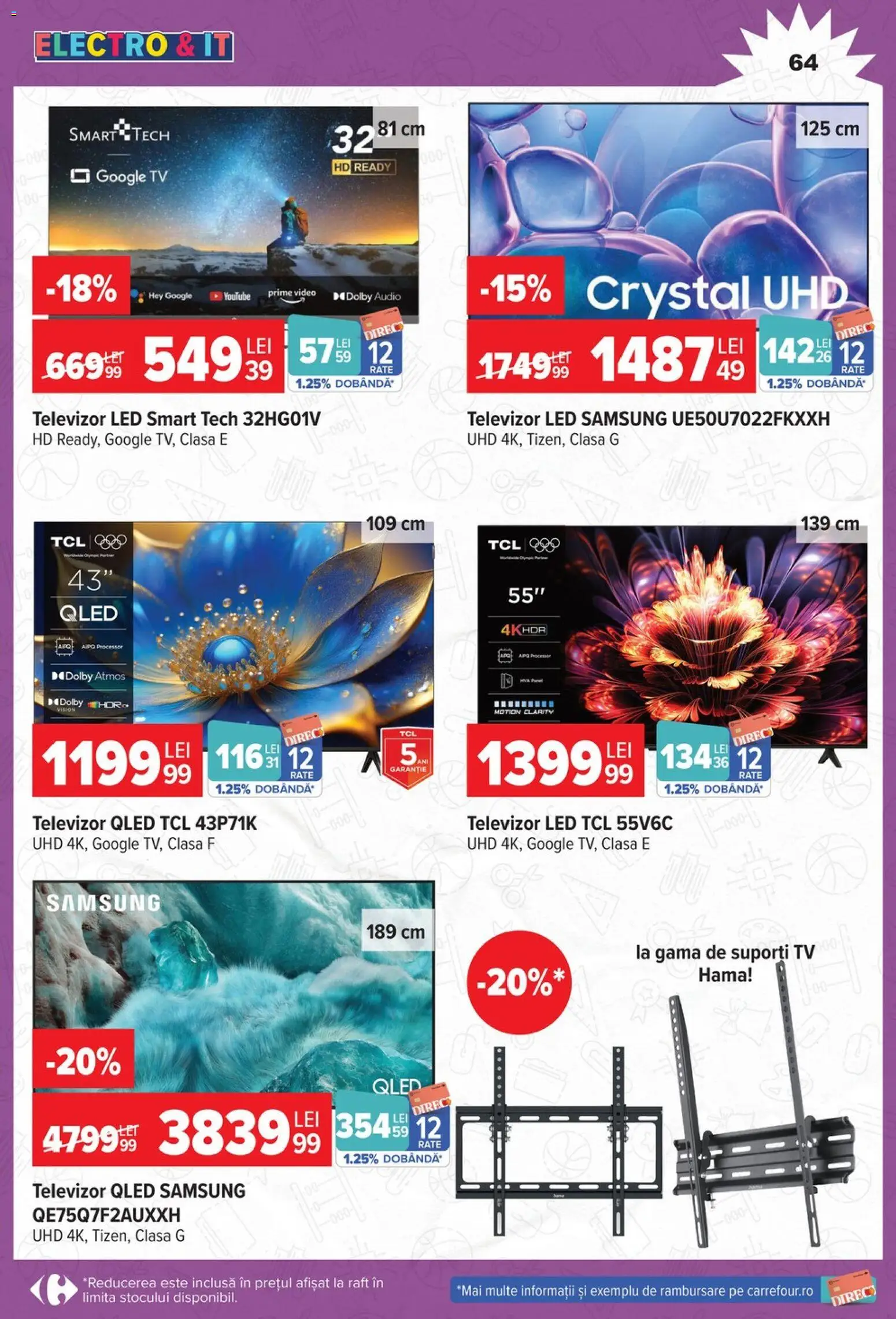 Noul catalog Carrefour – valabil de la 12.08.2026 | Pagină: 64 | Produse: Televizor, Audio, Raft, LED