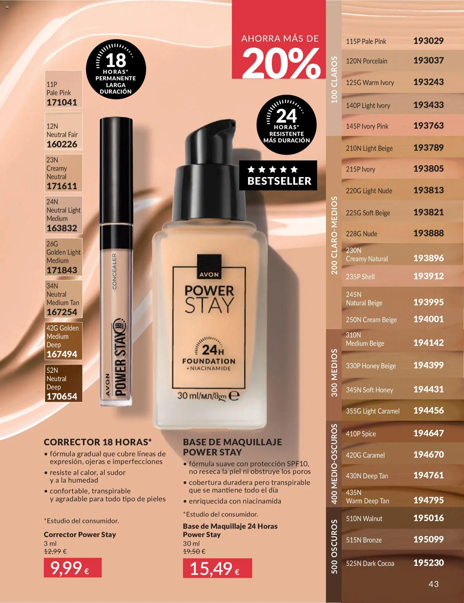 Catálogo AVON campaña 6 │ válido desde el 01.06.2026 | Página: 43 | Productos: Maquillaje, Corrector, Base de maquillaje