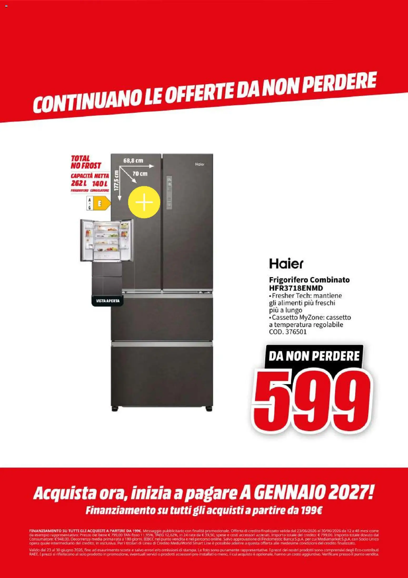 Volantino Media World del 23/06/2026 | Pagina: 56 | Prodotti: Frigorifero, Congelatore, Frigorifero combinato