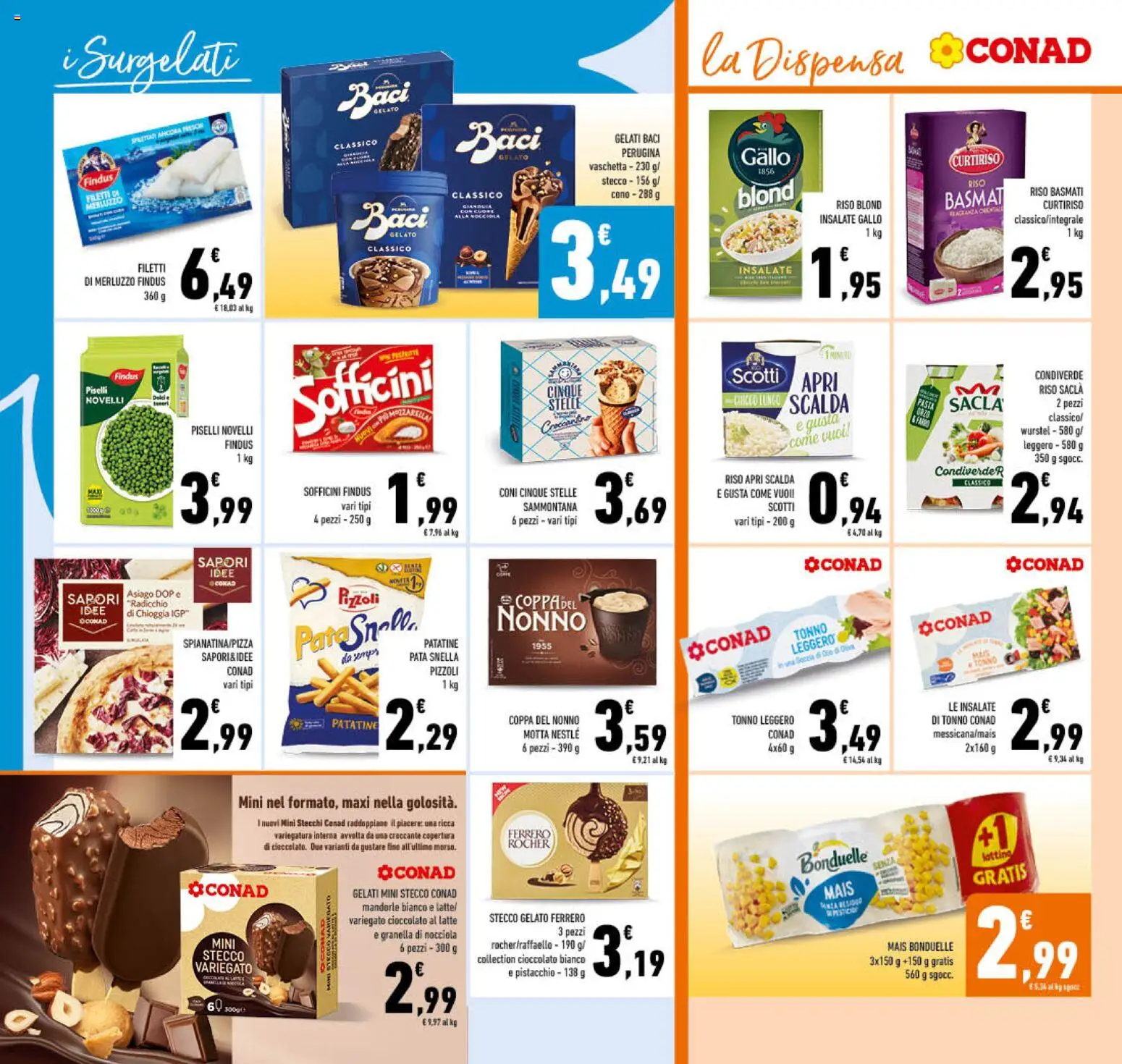 Volantino Conad del 29/07/2026 | Pagina: 16 | Prodotti: Riso Basmati, Gelato, Pasta, Wurstel