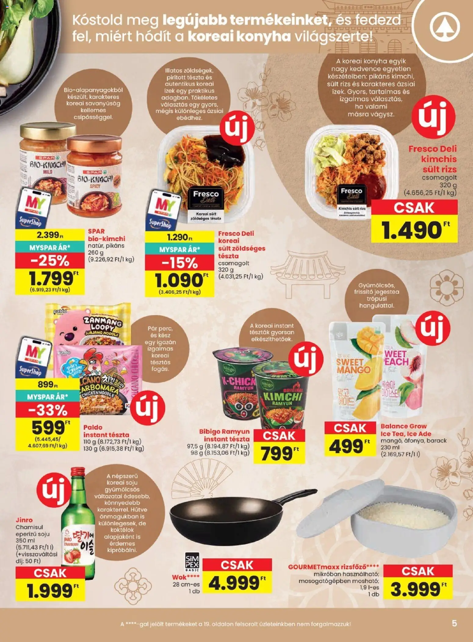 Spar akciós ujság - amely érvényes a következő dátumtól: 2026.09.03. | Oldal: 5 | Termékek: Kimchi, Tészta, Savanyúság, Mangó
