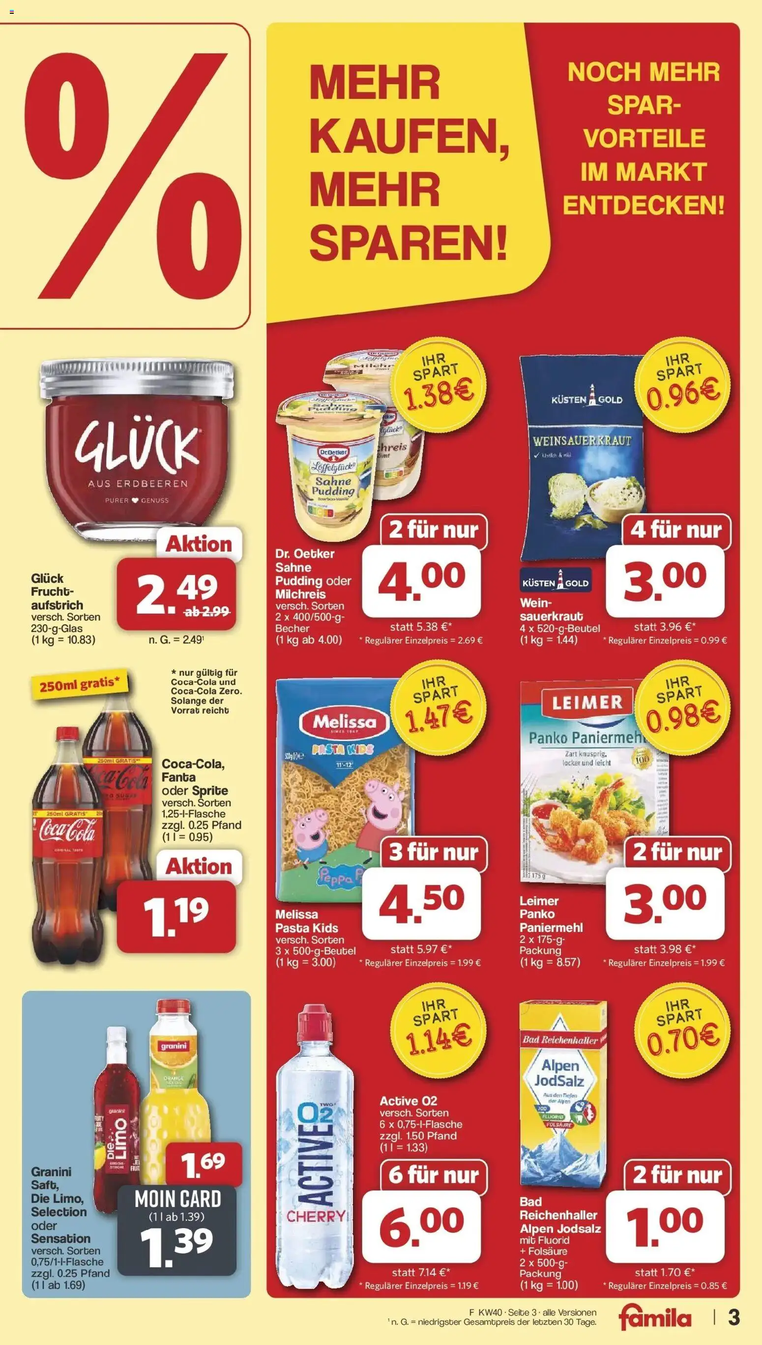 Famila Nordwest - Famila: Wochenangebote (ab 28.09.2026) zum Blättern | Seite: 3 | Produkte: Cola, Granini, Erdbeeren, Sahne