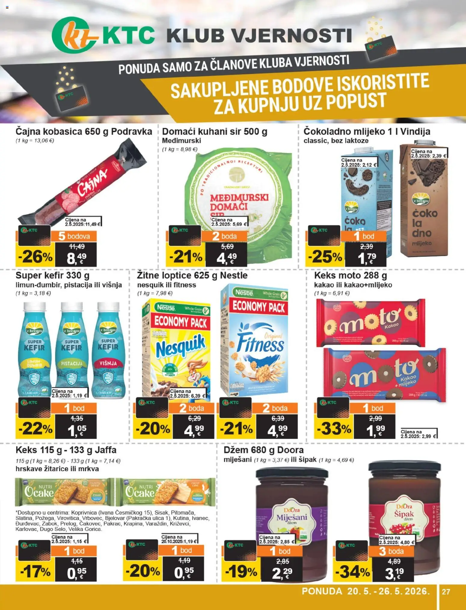 KTC katalog | vrijedi od 20.05.2026 | Stranica: 27 | Proizvodi: Sir, Keks, Nesquik, Džem