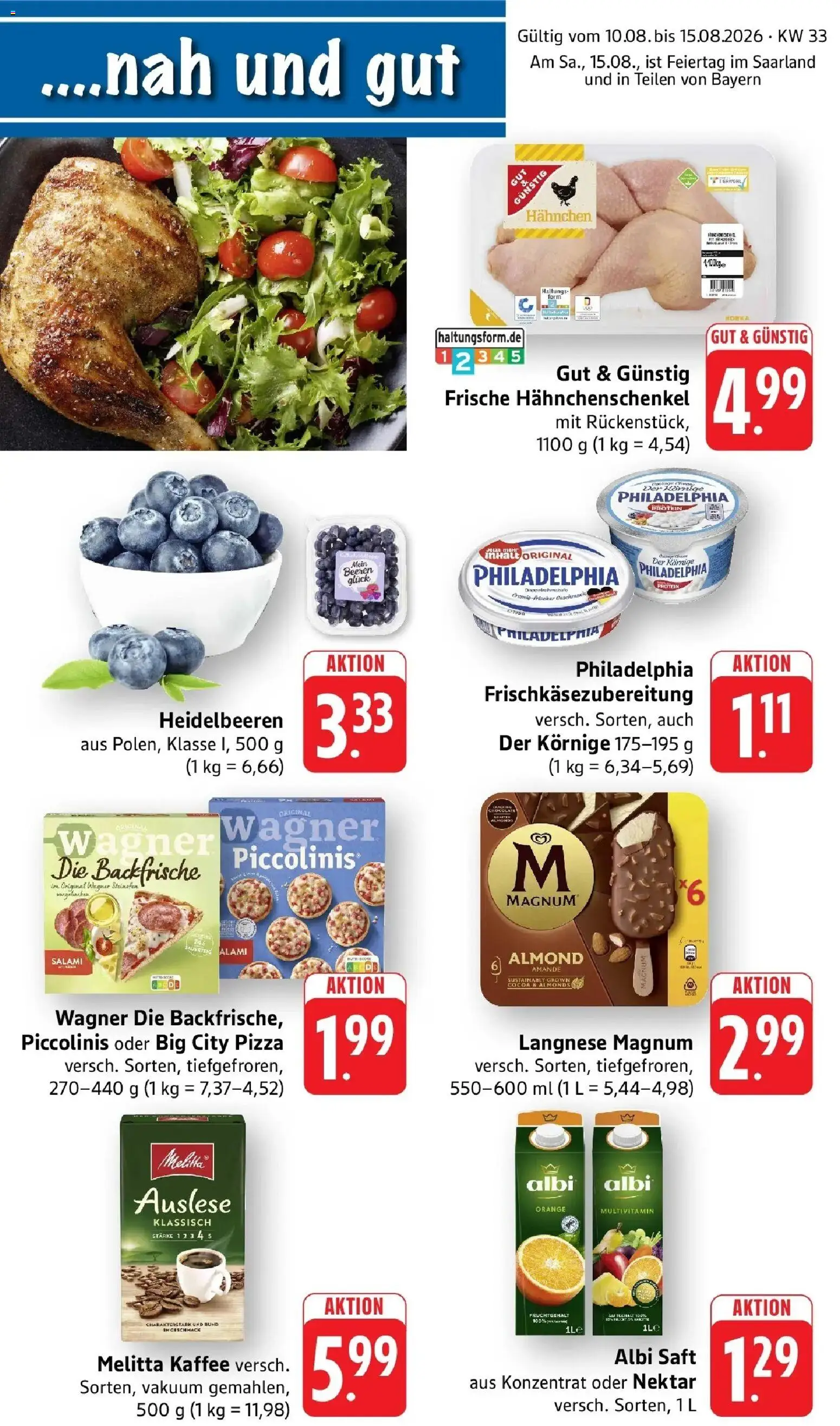 Edeka Prospekt Birkendorf (ab 10.08.2026) » Angebote Online | Seite: 1 | Produkte: Kaffee, Philadelphia, Piccolinis, Pizza
