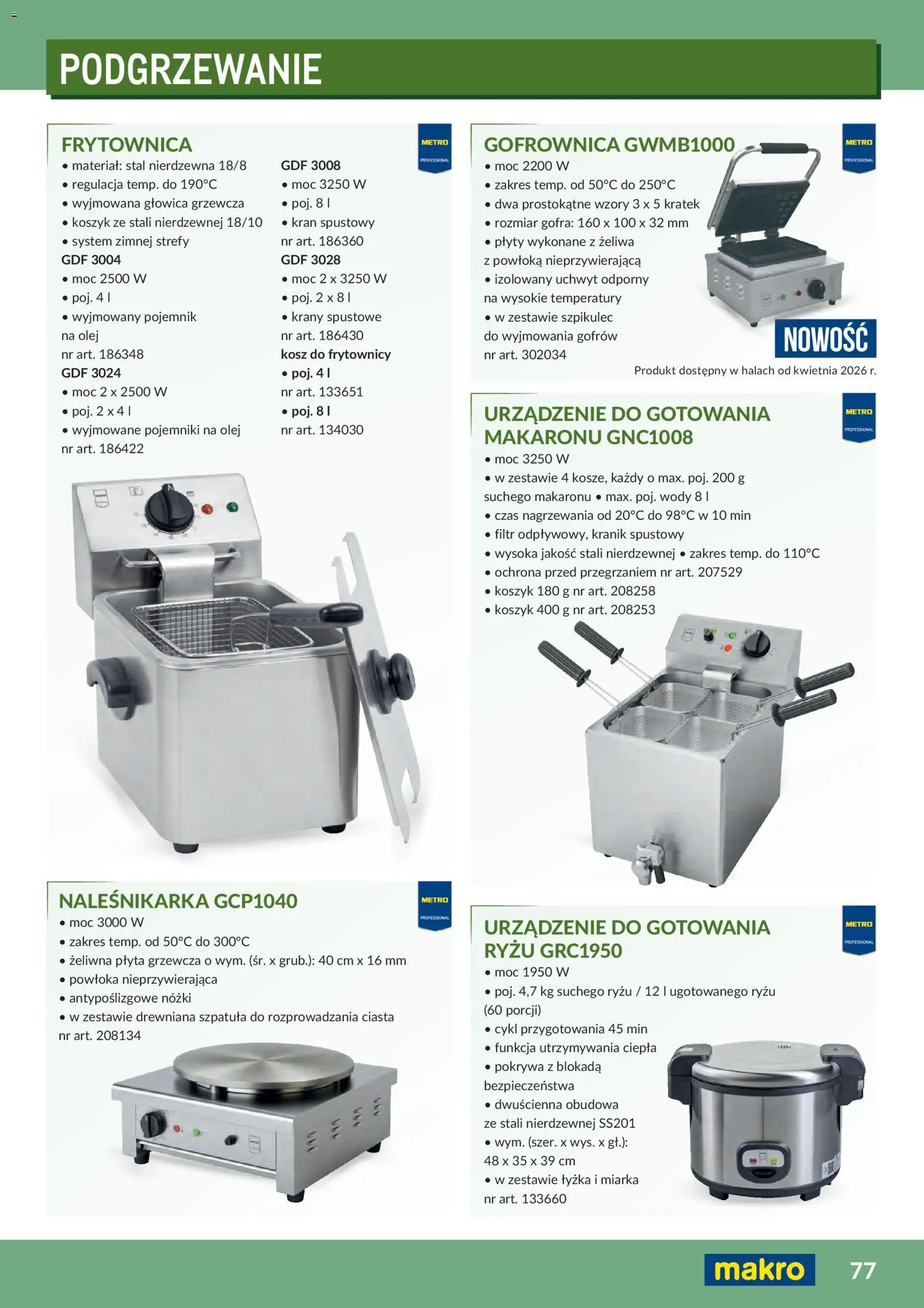 Makro Gazetka - Profesjonalna Gastronomia od 01.02.2026 | Strona: 77 | Produkty: Płyta grzewcza, Plyty, Gofrownica, Kosz