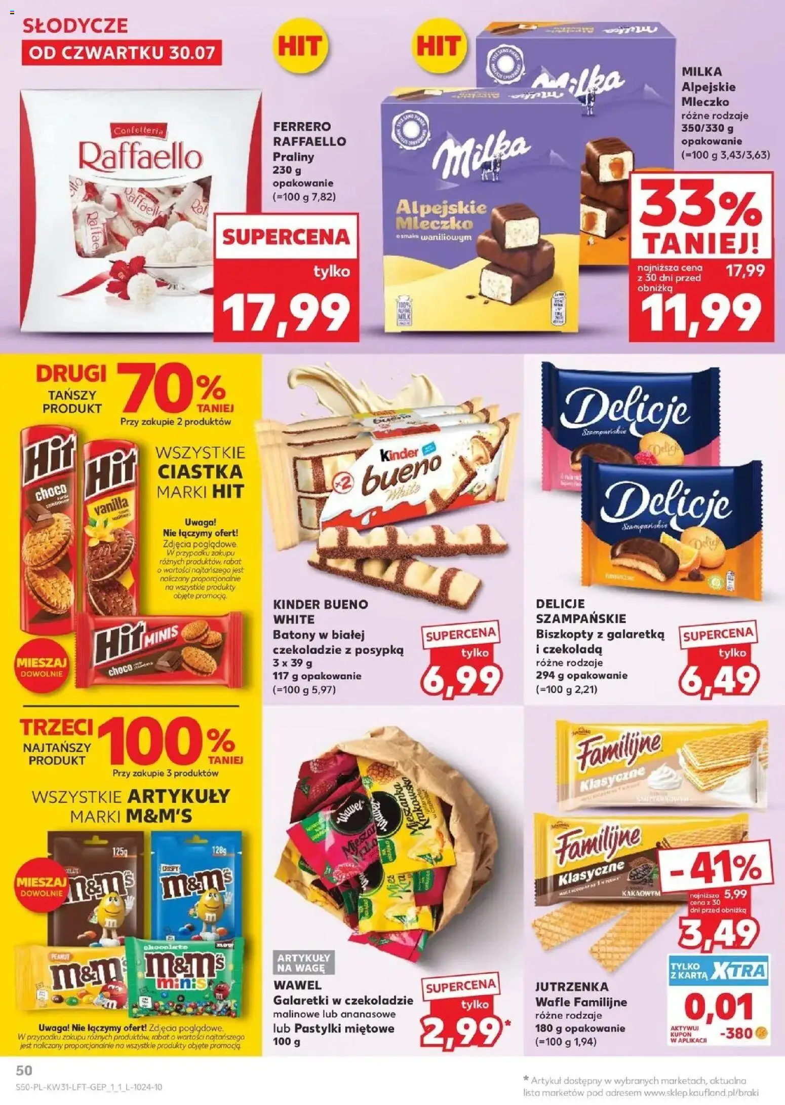 Kaufland gazetka od 30.07.2026 | Strona: 50 | Produkty: Karta, Biszkopty, M&M's, Kinder Bueno