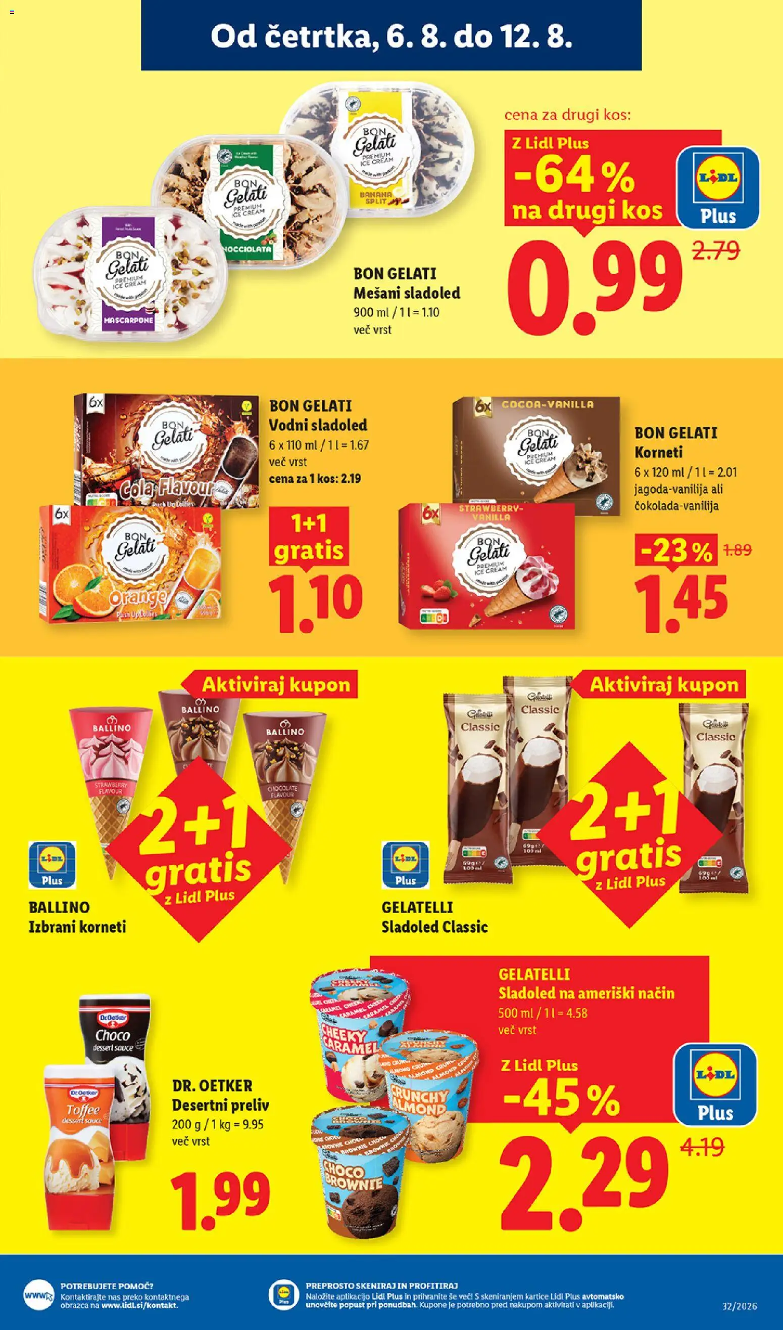 Novi Lidl katalog ponudbe – veljaven od 06.08.2026 | Stran: 15 | Izdelki: Kos, Sladoled