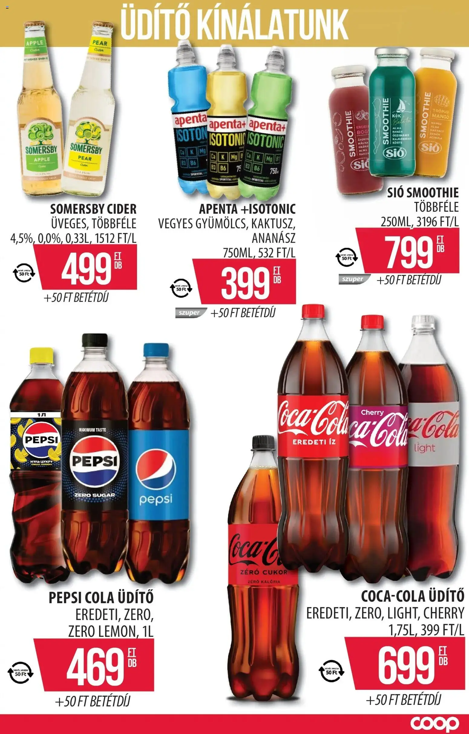 COOP Szolnok akciós ujság - amely érvényes a következő dátumtól: 12.03.2026 | Oldal: 8 | Termékek: Pepsi, Cola, Smoothie, Cukor
