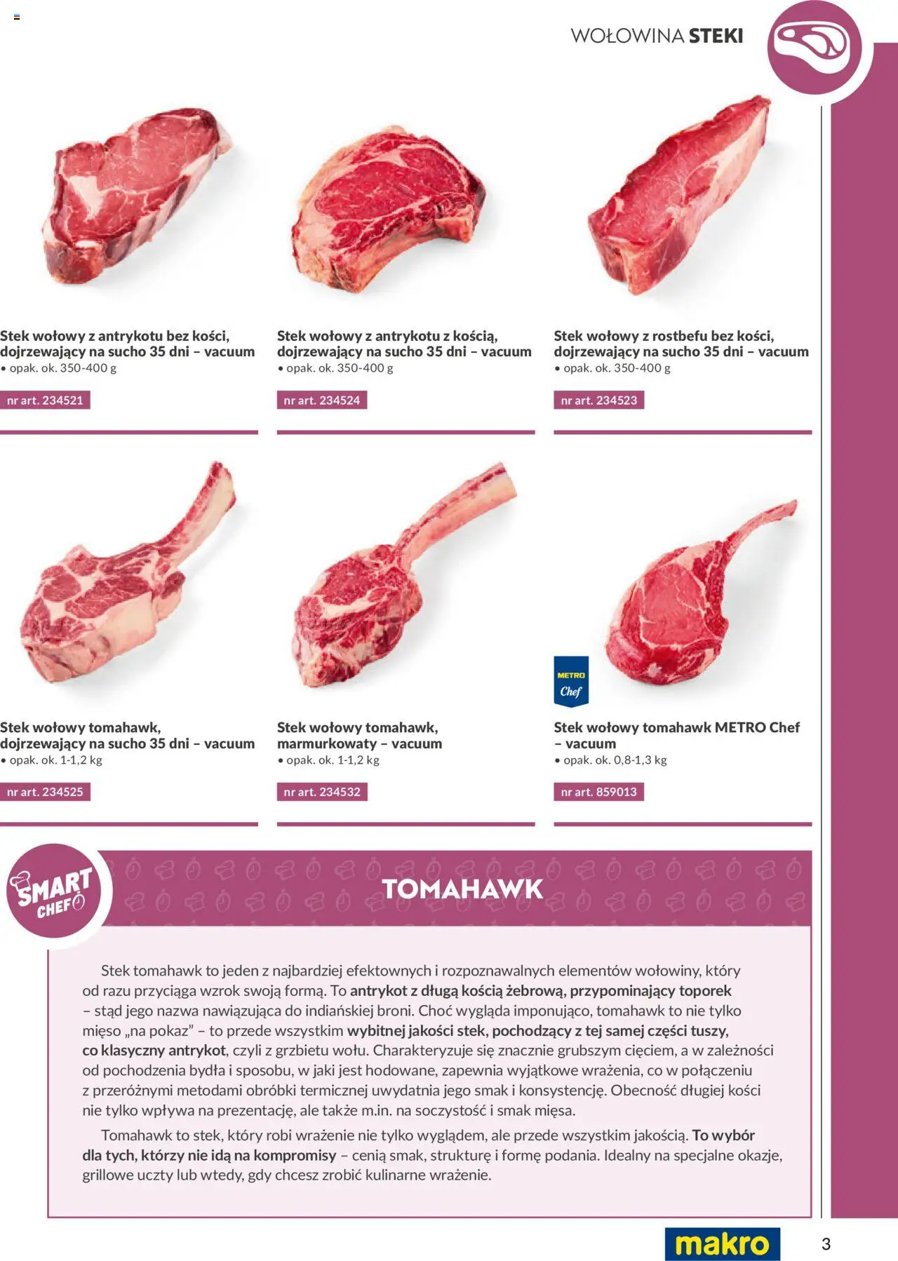 Makro Gazetka - Katalog mięsa surowe kalibrowane od 23.07.2025 | Strona: 3 | Produkty: Stek wołowy z rostbefu, Mięso, Steki, Wołowina