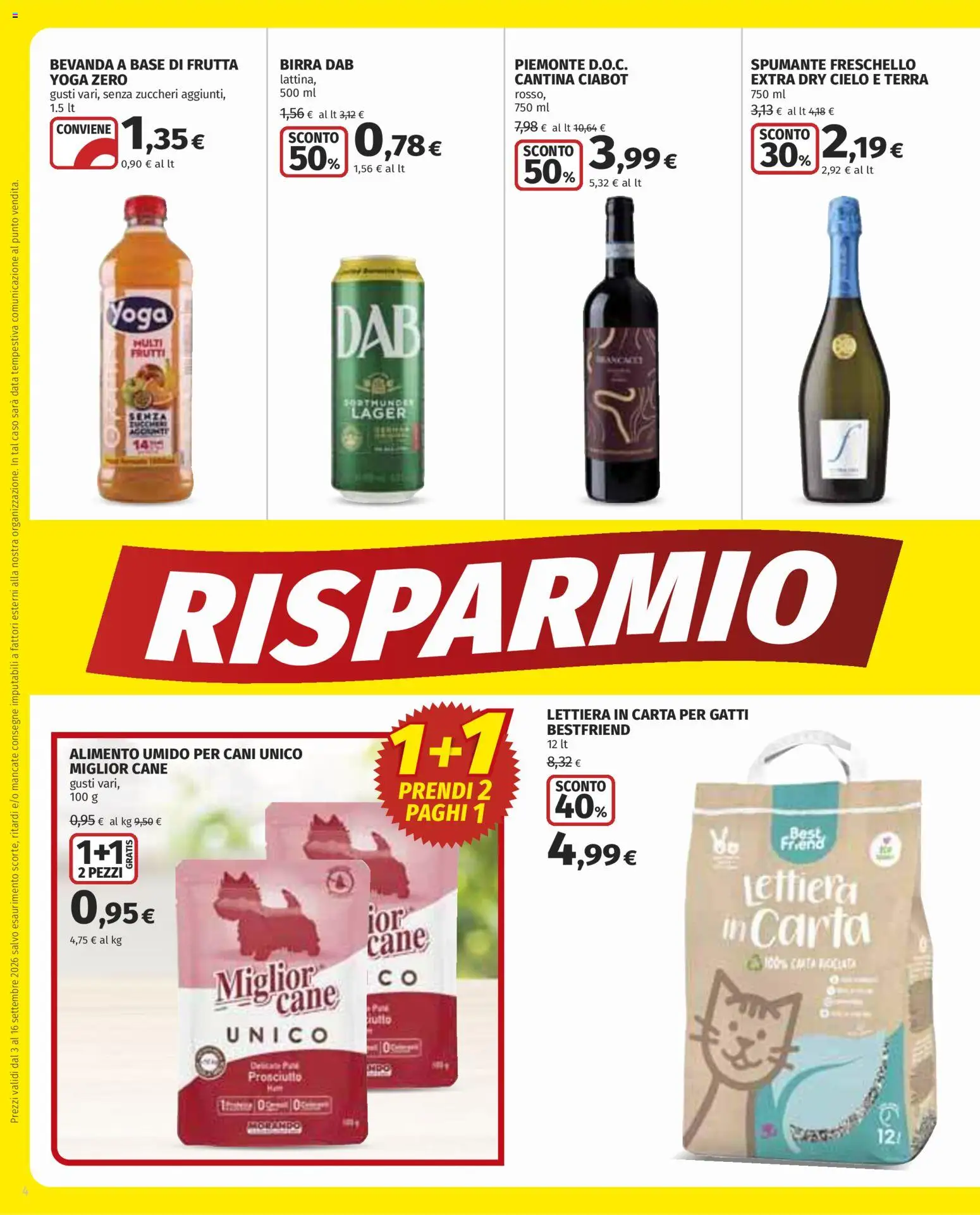 Volantino COOP del 03/09/2026 | Pagina: 4 | Prodotti: Birra, Frutta, Data, Spumante
