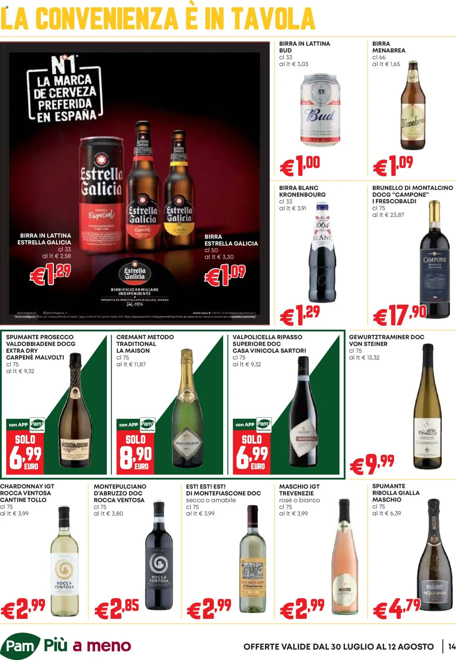 Volantino PAM del 30/07/2026 | Pagina: 14 | Prodotti: Birra, Prosecco, Spumante