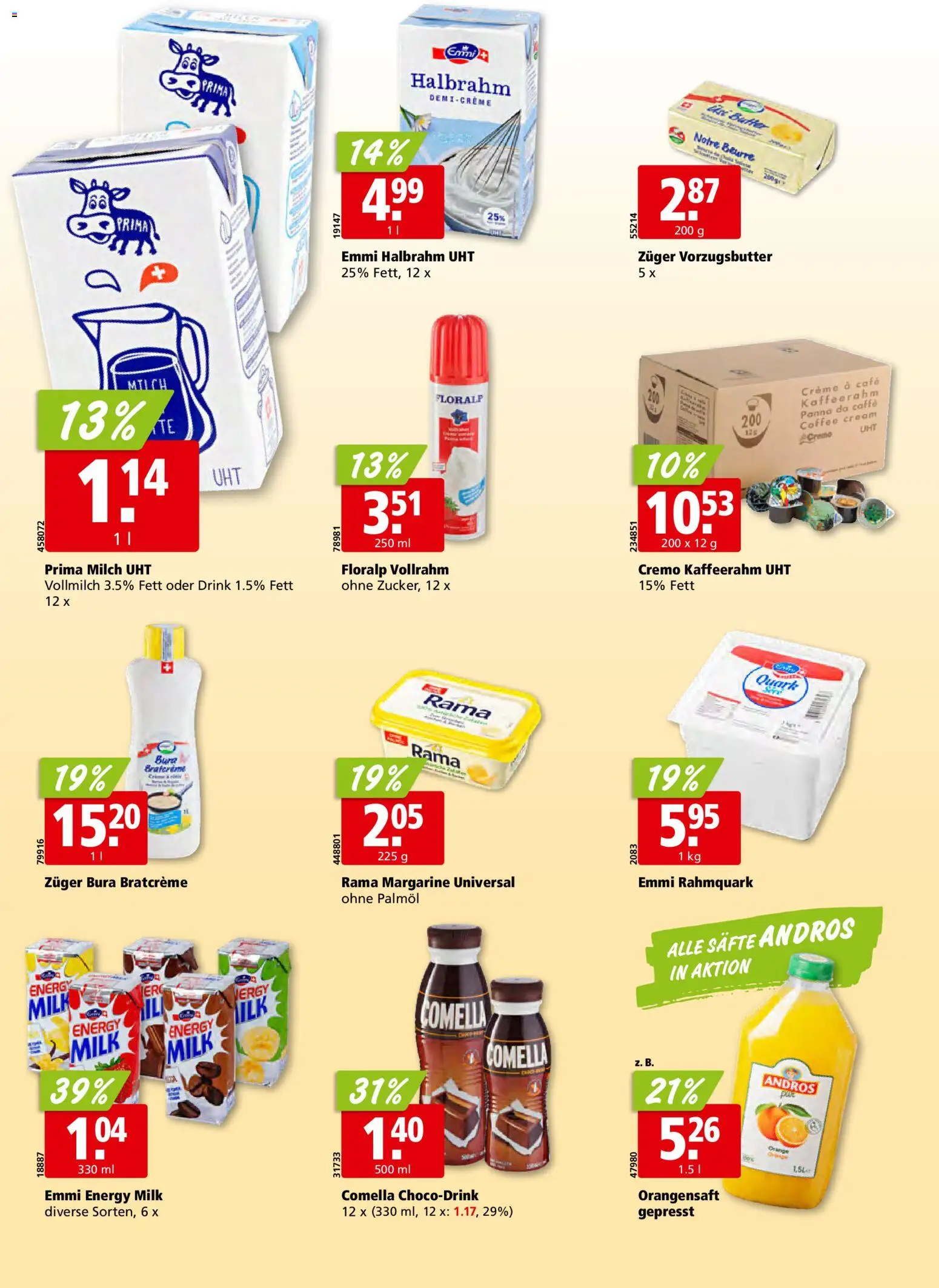 Aligro aktionen Schlieren, Gossau SG, Frauenfeld, Rapperswil-Jona, Sargans, Bern – gültig ab 12.10.2026 | Seite: 14 | Produkte: Quark, Orangensaft, Butter, Creme