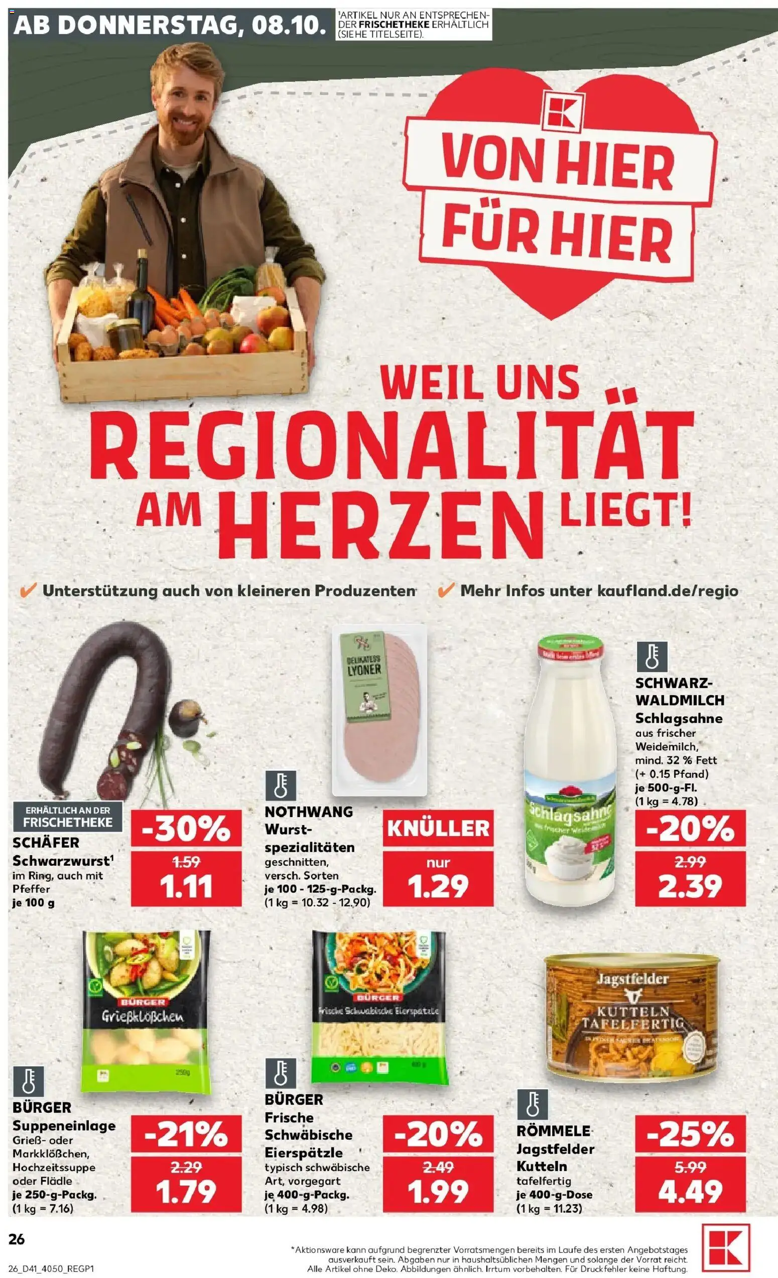 Prospekt Kaufland ab 05.10.2026 » Angebote Online zum Blättern | Seite: 36 | Produkte: Grieß, Schlagsahne, Spezialitäten, Burger