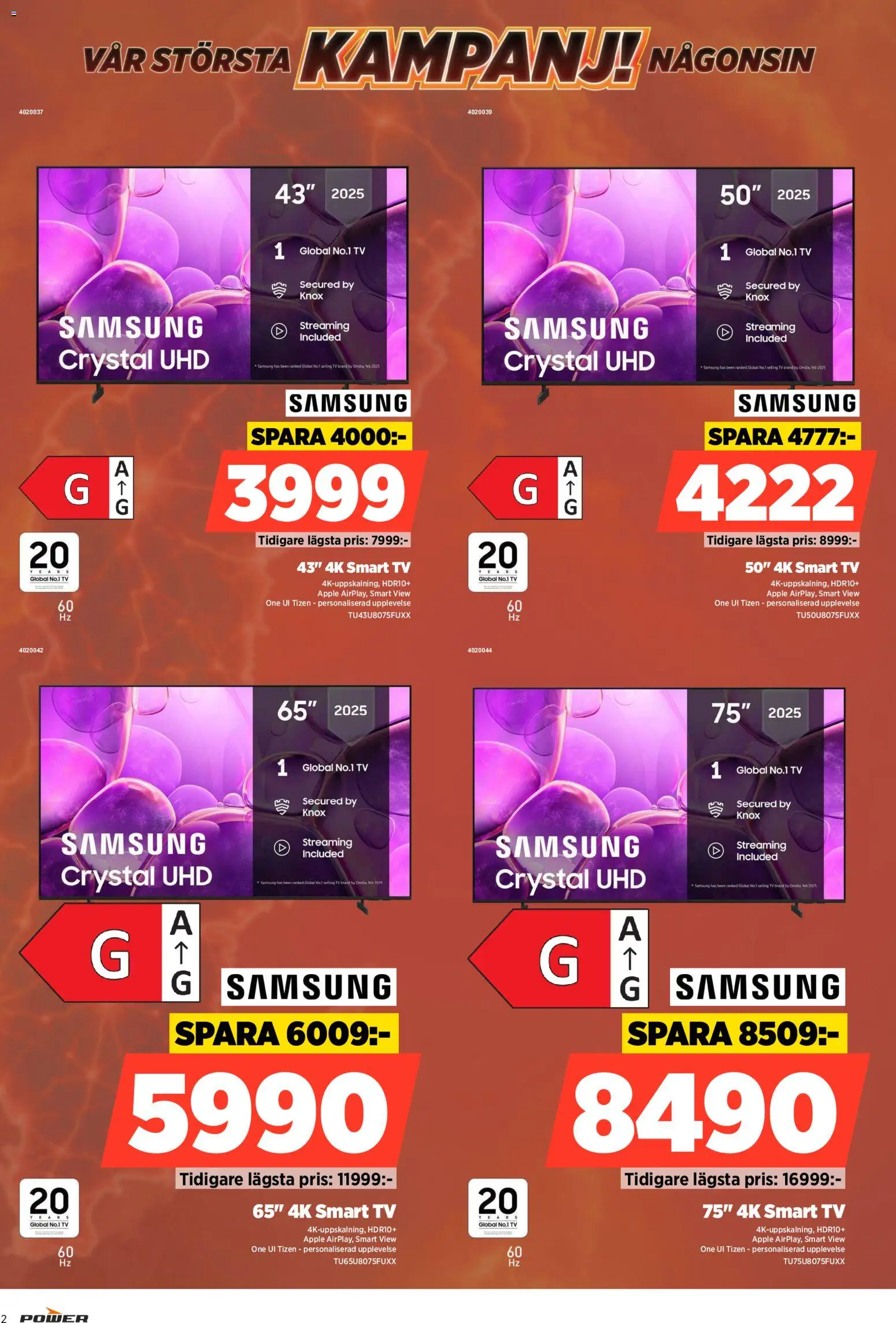 Power reklamblad aktuell från 17/08/2026 | Sida: 2 | Produkter: Äpple, Smart tv, Tv