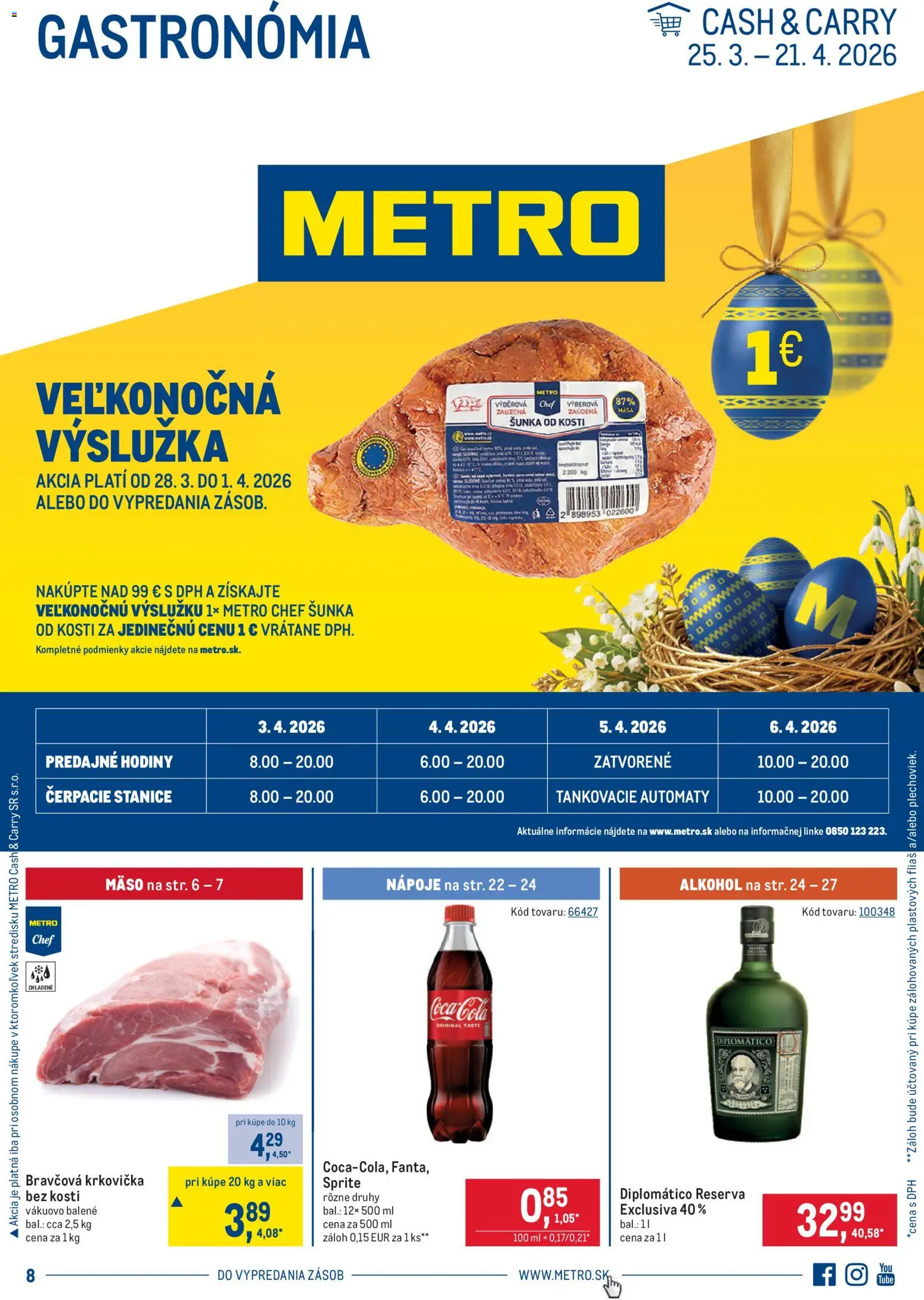 Nové Metro akcie – leták je platný od 25.03.2026 | Strana: 1 | Produkty: Hodiny, Bravčová krkovička, Sprite