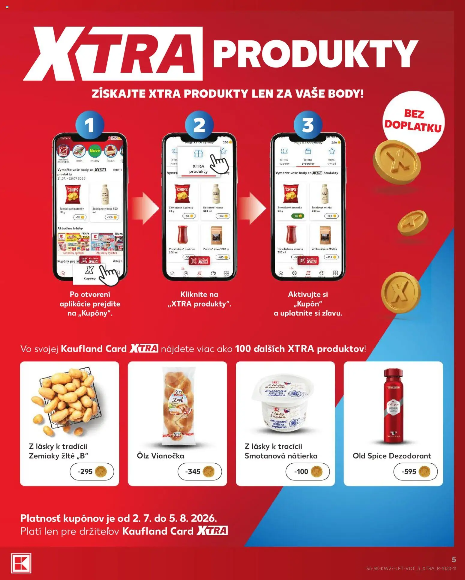 Nové Kaufland akcie – leták je platný od 02.07.2026 | Strana: 5 | Produkty: Old Spice, Dezodorant, Zemiaky, Omáčka