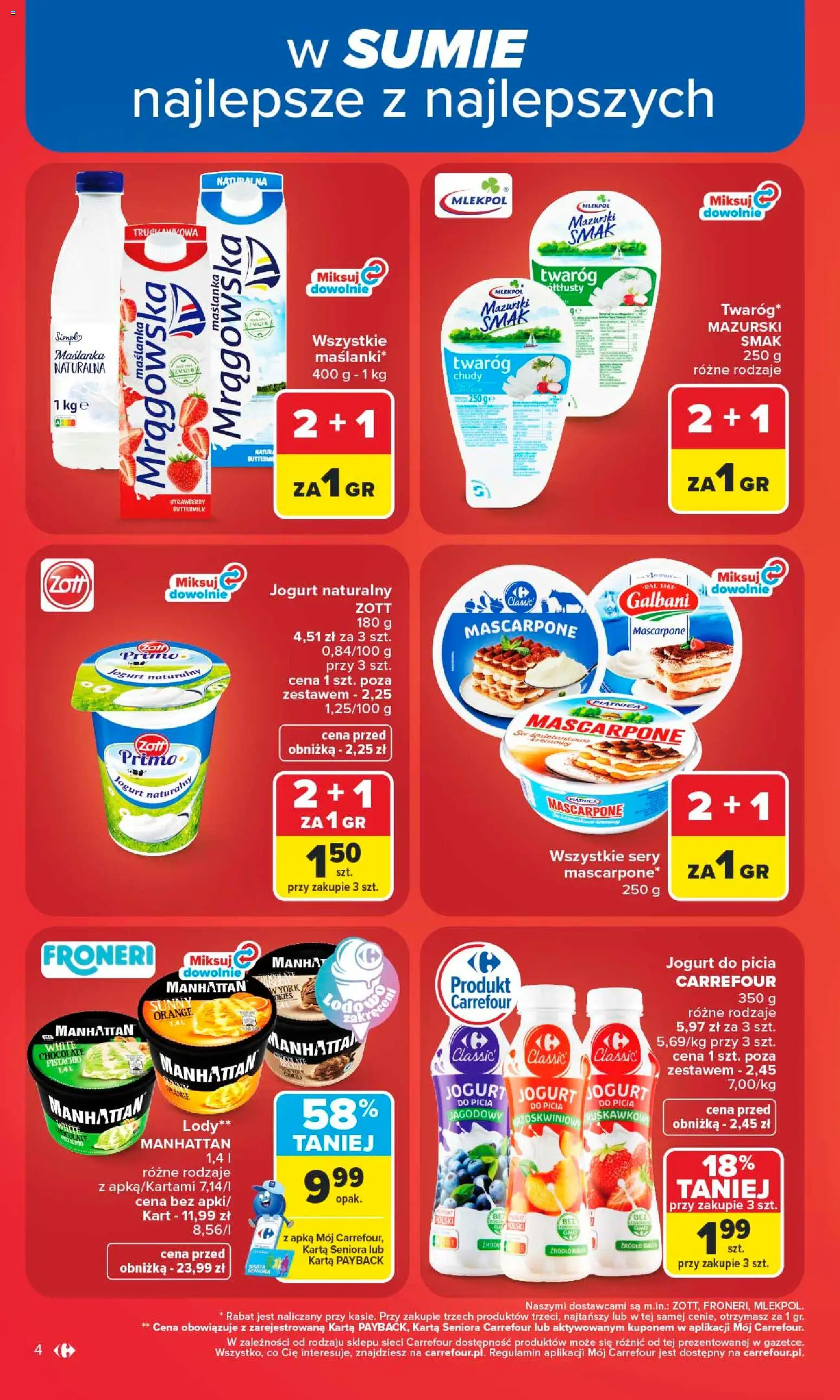 Carrefour gazetka od 06.07.2026 | Strona: 4 | Produkty: Maślanka, Jogurt naturalny, Jogurt, Lody