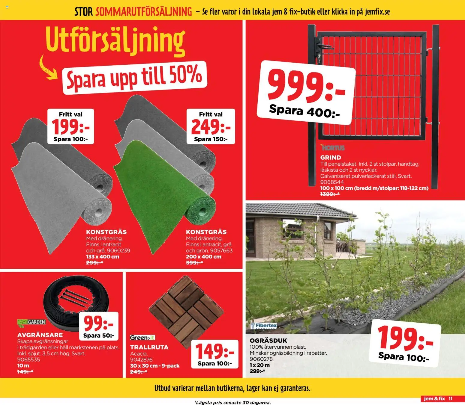 Jem & Fix reklamblad aktuell från 03/08/2026 | Sida: 11 | Produkter: Konstgräs, Häll