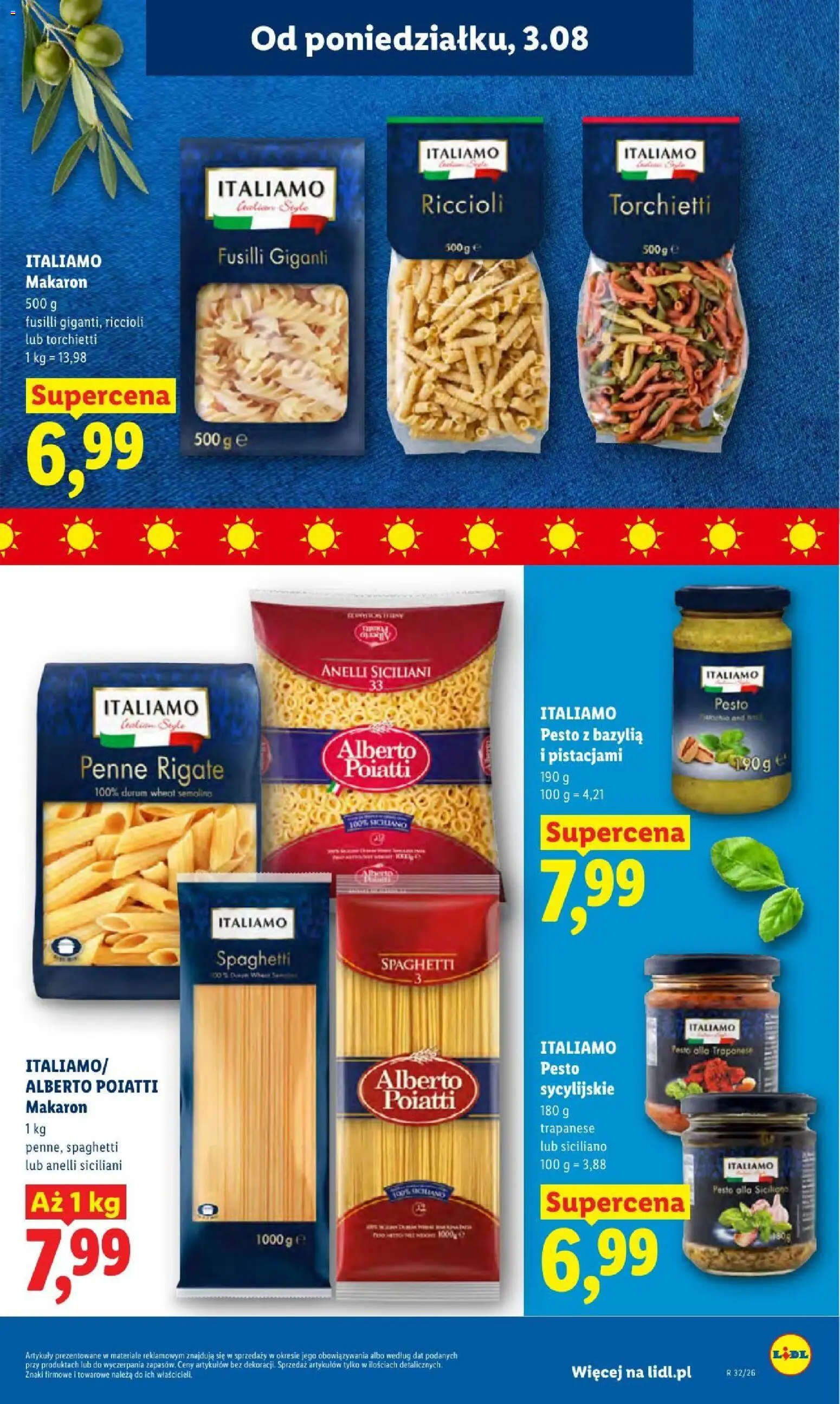 Lidl gazetka od 03.08.2026 | Strona: 53 | Produkty: Penne, Pesto, Makaron fusilli, Pasta
