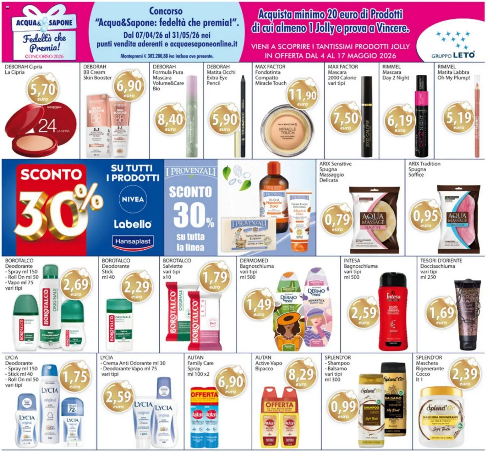 Volantino Acqua e Sapone del 04.05.2026 | Pagina: 14 | Prodotti: Spugna, Shampoo, Sapone, BB cream