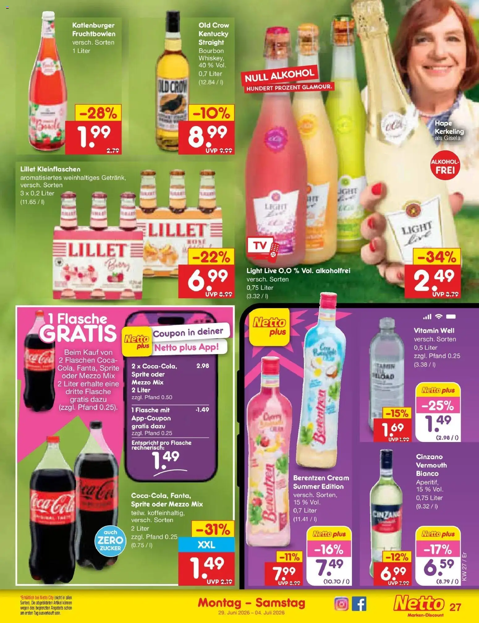 Netto Marken-Discount Prospekt Nordhausen – gültig ab 29.06.2026 | Seite: 39 | Produkte: Mezzo mix, Zucker, Bourbon, Berentzen