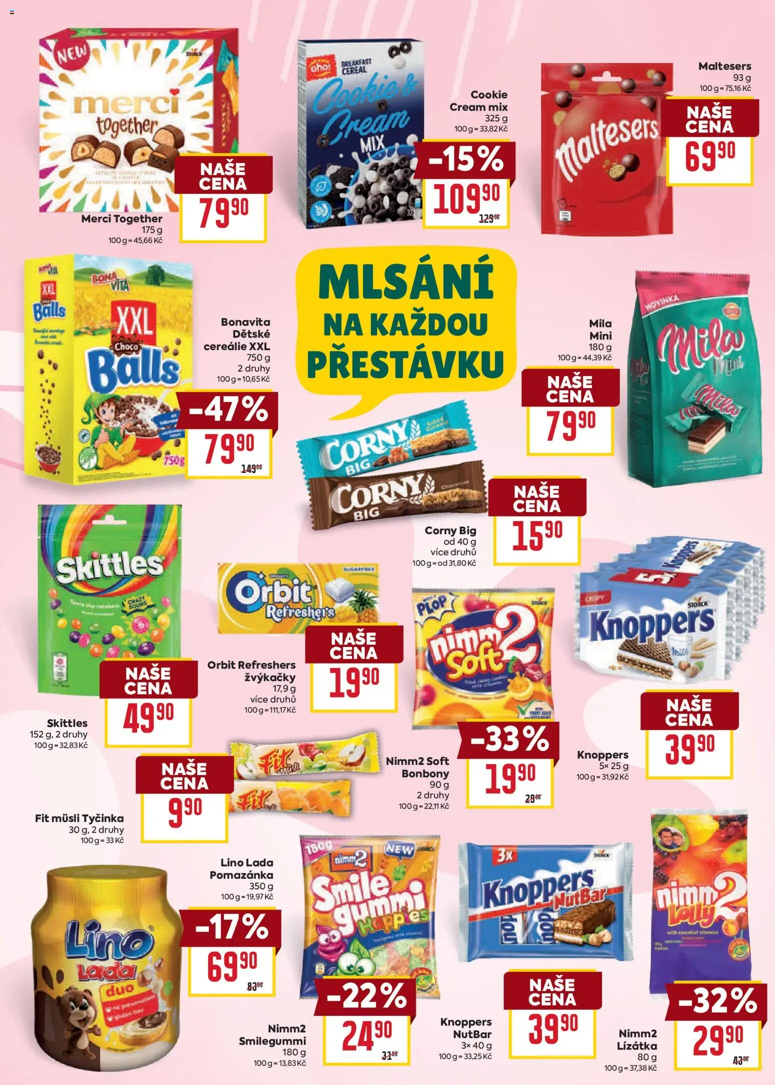 Billa leták - Na cestě za jedničkami od 05.08.2026 | Strana: 14 | Produkty: Bonbóny, Cereálie, Lino lada, Pomazánka
