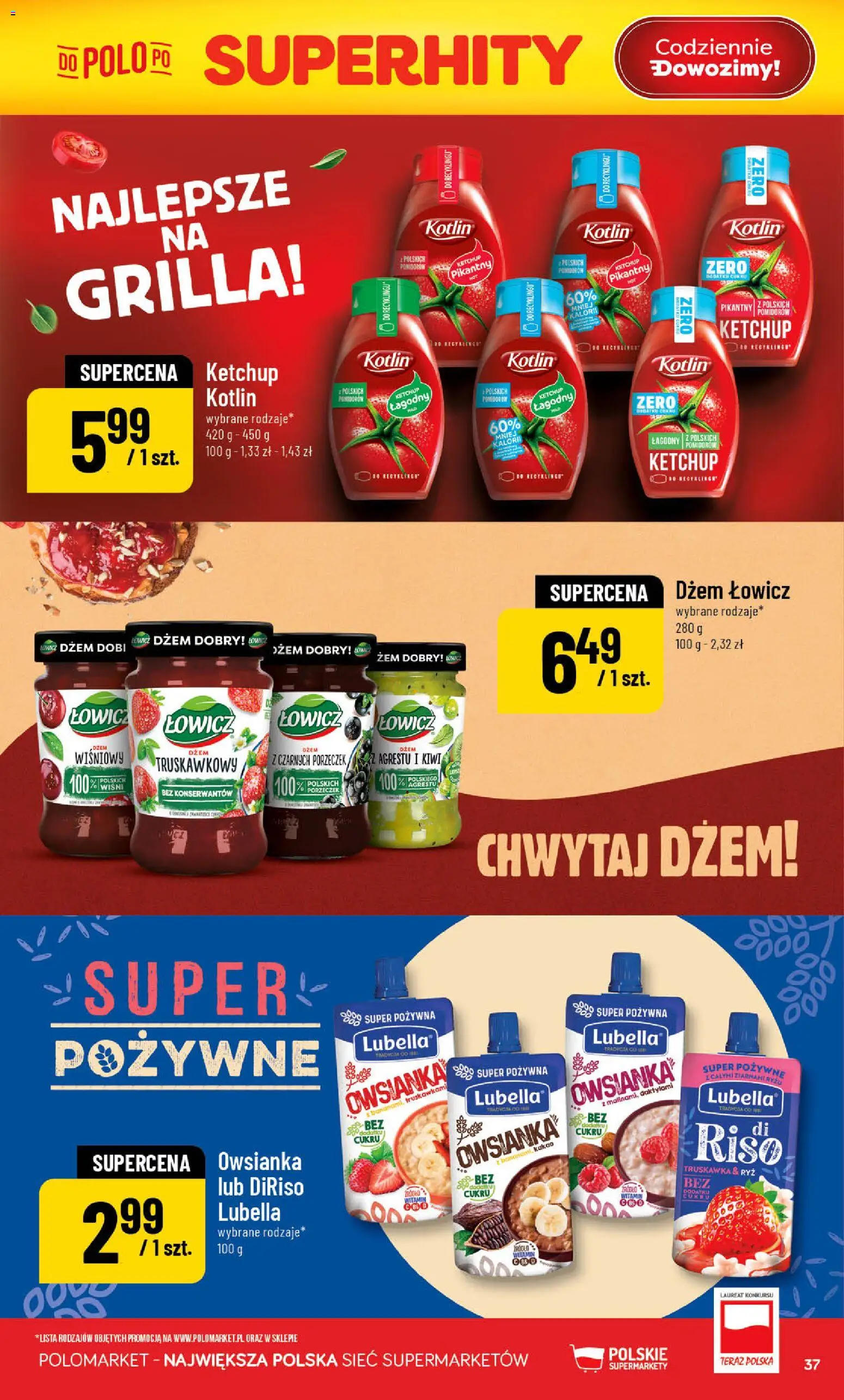 POLOmarket gazetka od 19.08.2026 | Strona: 37 | Produkty: Dżem wiśniowy, Dżem truskawkowy, Pomidor, Kiwi