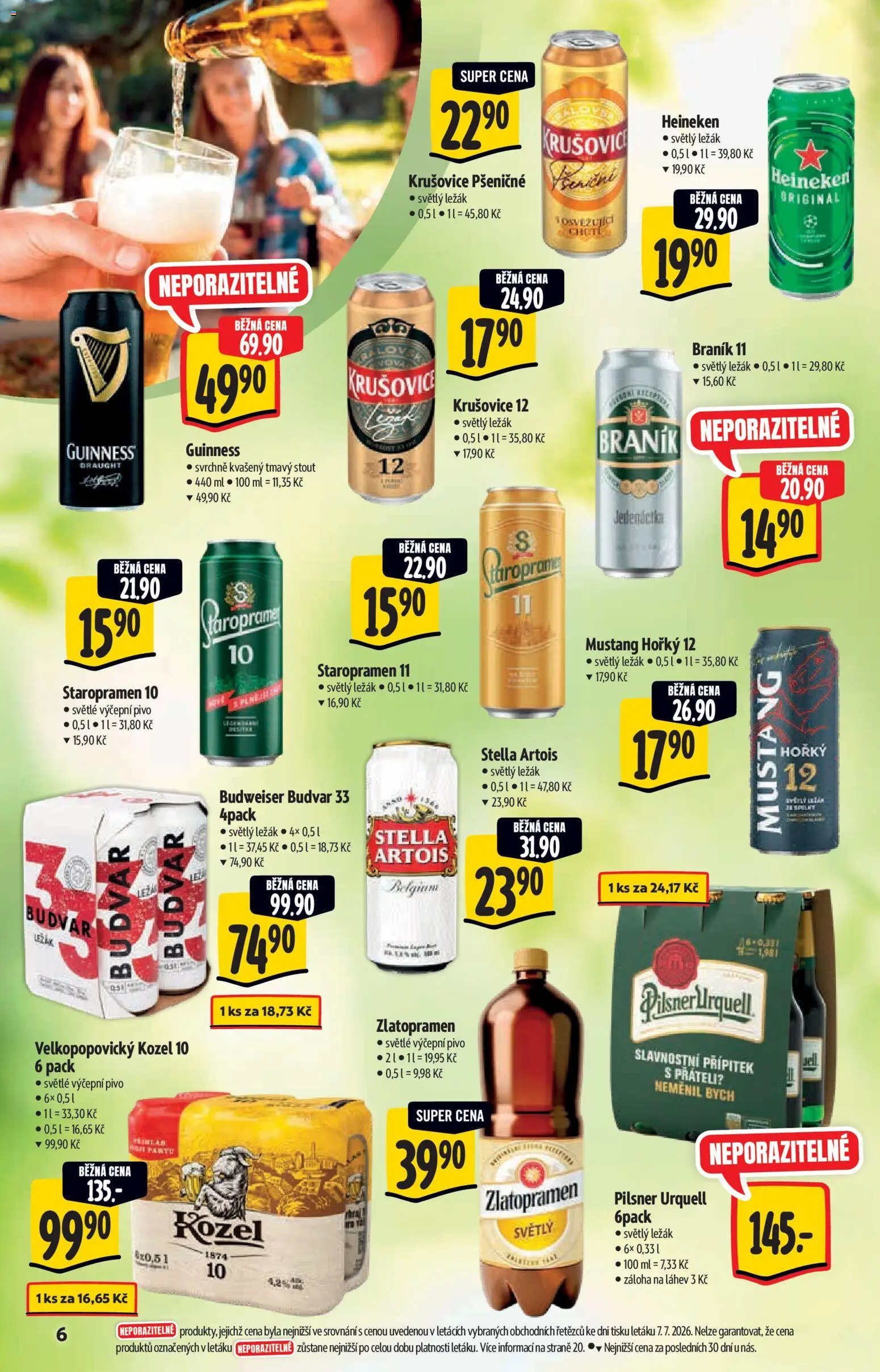 Albert katalog - Hypermarket od 15.07.2026 | Strana: 6 | Produkty: Velkopopovický Kozel, Stella Artois, Braník 11, Láhev