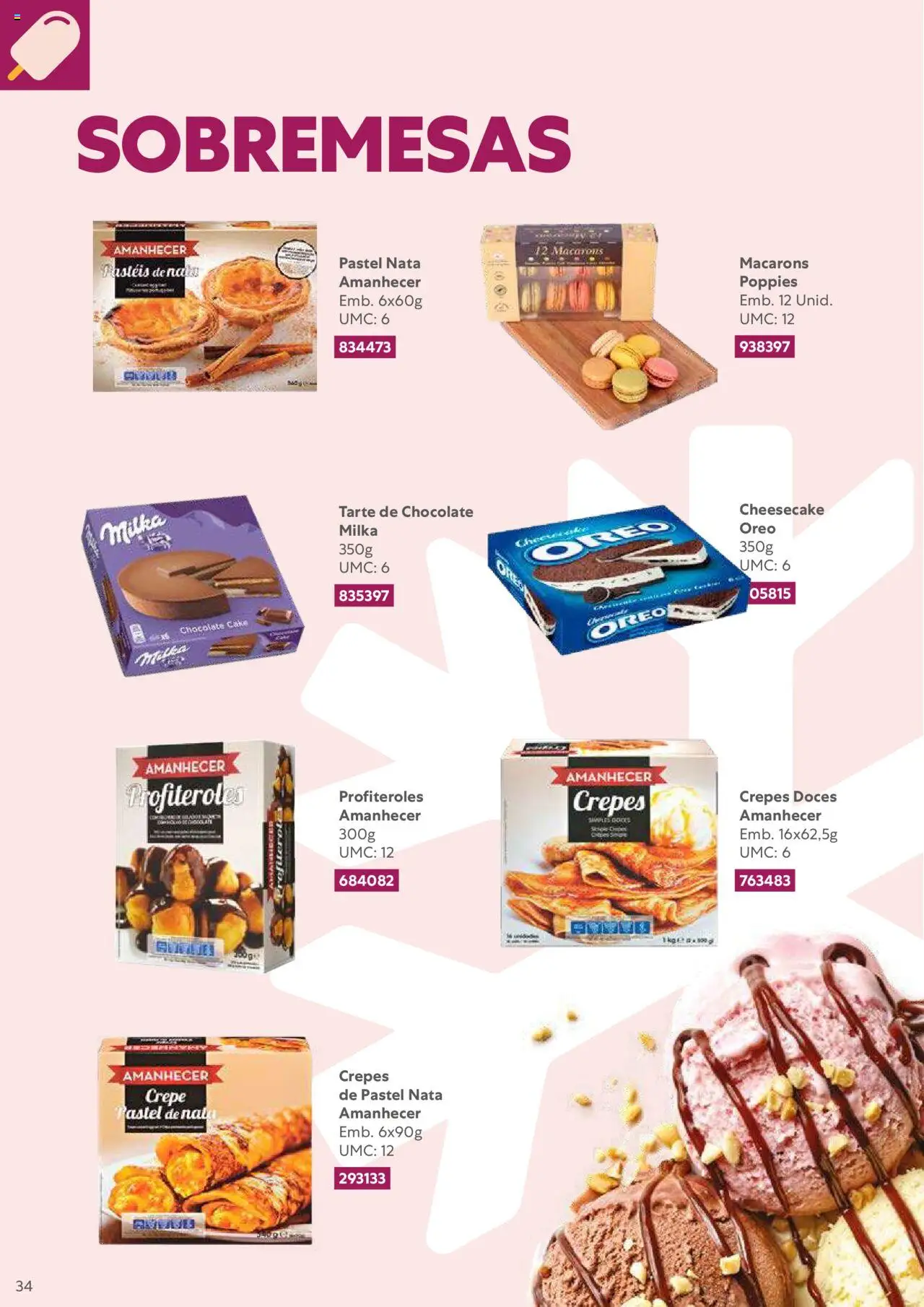 Recheio Congelados │ válido de 01/02/2024 | Página: 34 | Produtos: Chocolate, Tarte, Nata, Doces