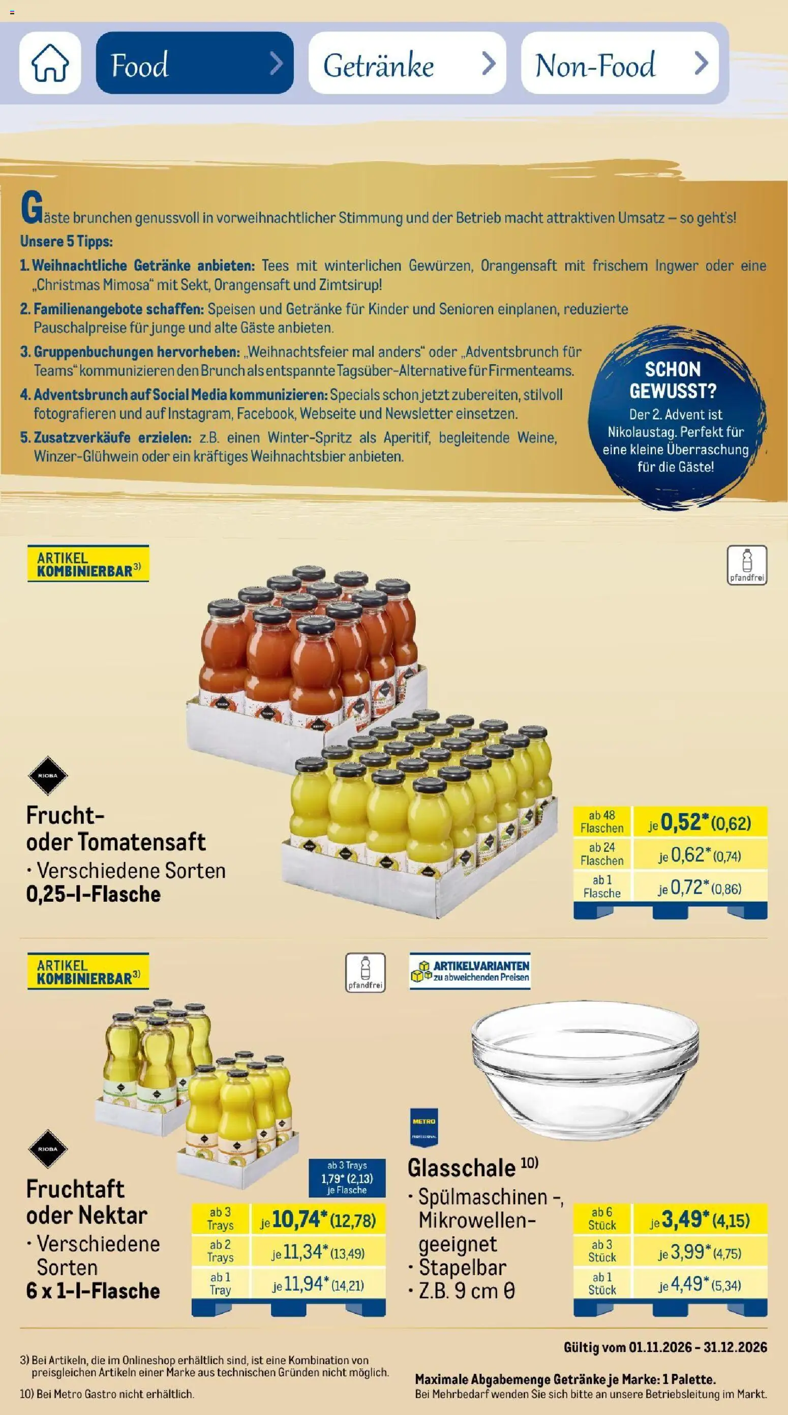 Metro Saisonkatalog Festtage voller Genuss – gültig ab 01.11.2026 | Seite: 5 | Produkte: Orangensaft