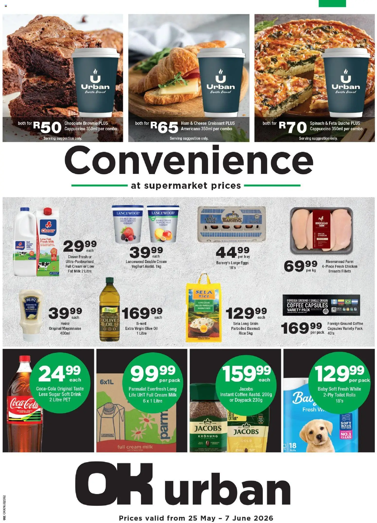 New OK Foods catalogue – valid from 25.05.2026 | Page: 1 | Products: Yoghurt, Milk, Oil, Chicken