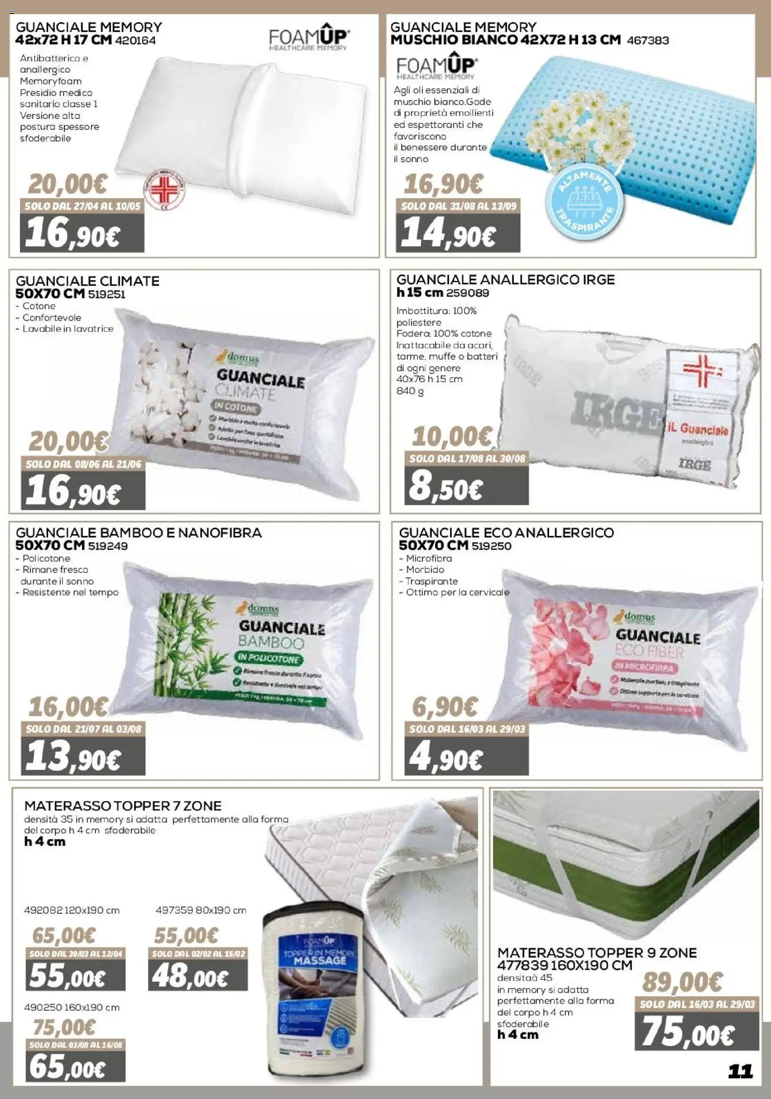 Volantino Orizzonte del 16.01.2026 | Pagina: 11 | Prodotti: Lavatrice, Materasso, Guanciale