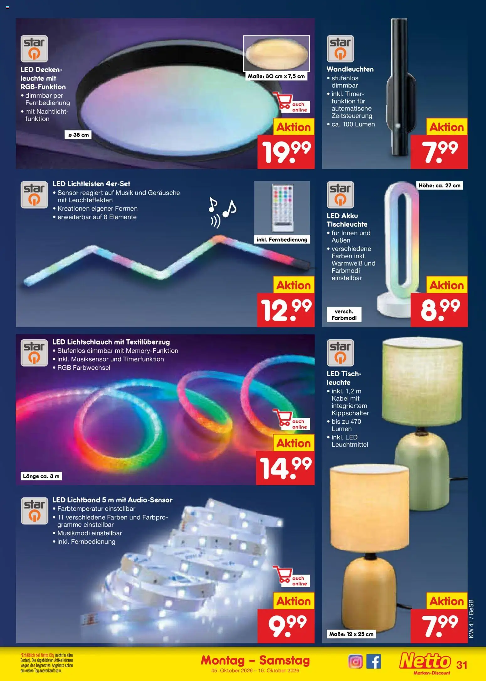 Netto Marken-Discount Prospekt – gültig ab 05.10.2026 | Seite: 39 | Produkte: Kabel, Tisch, Nachtlicht